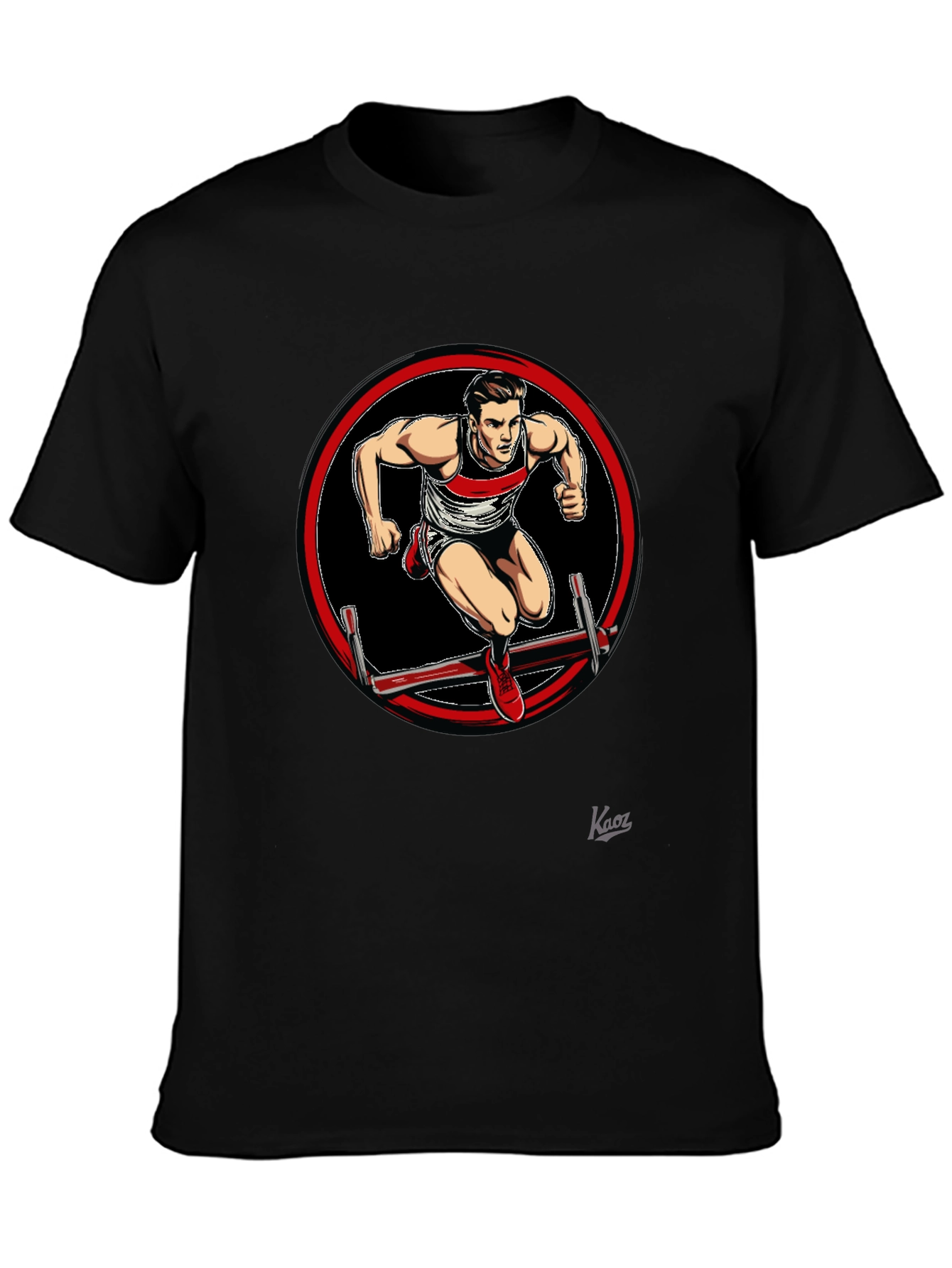 Athlete Hurdler Graphic Black T-Shirt
