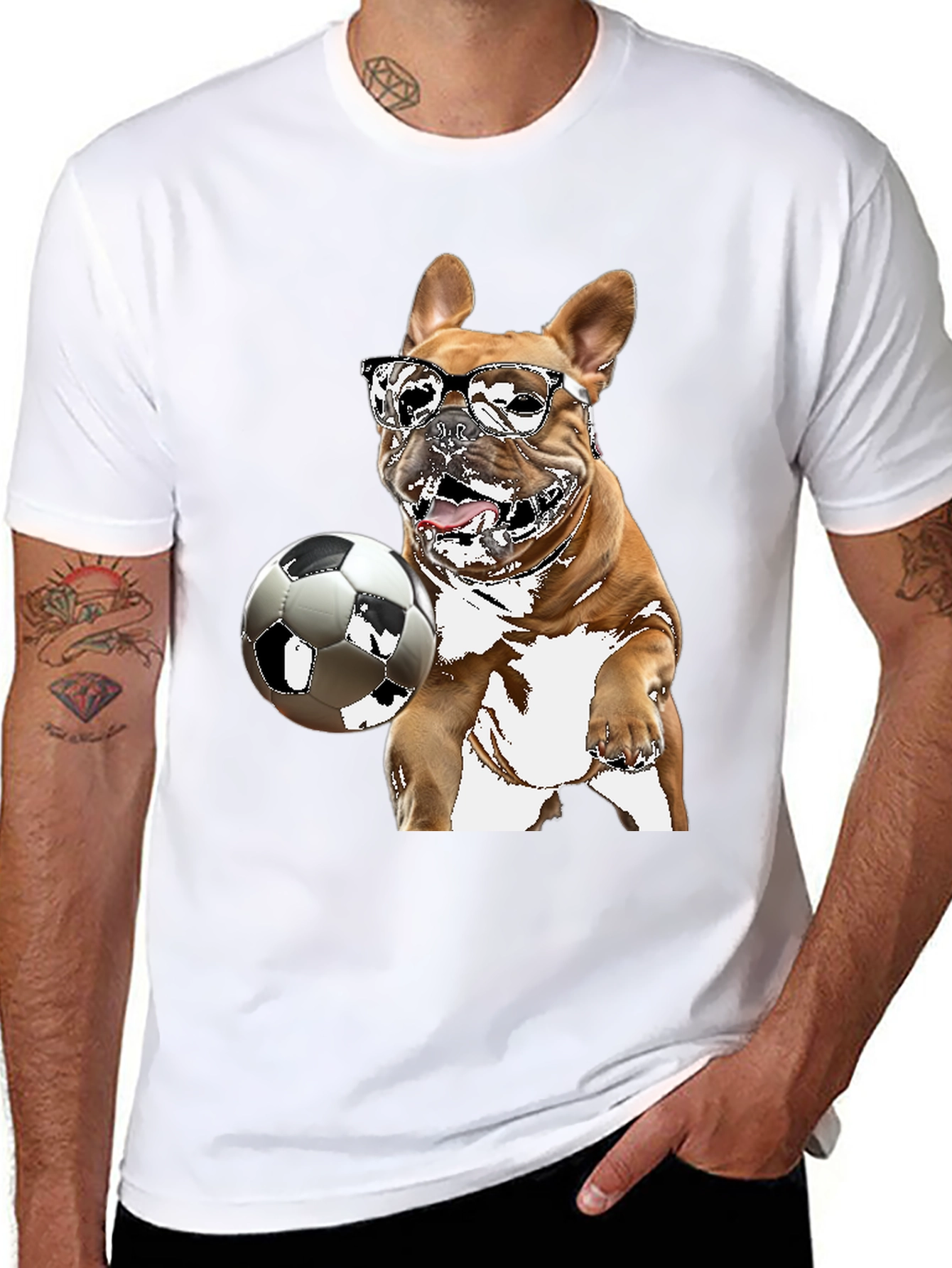 Dog Soccer T-Shirt - Black Graphic Tee