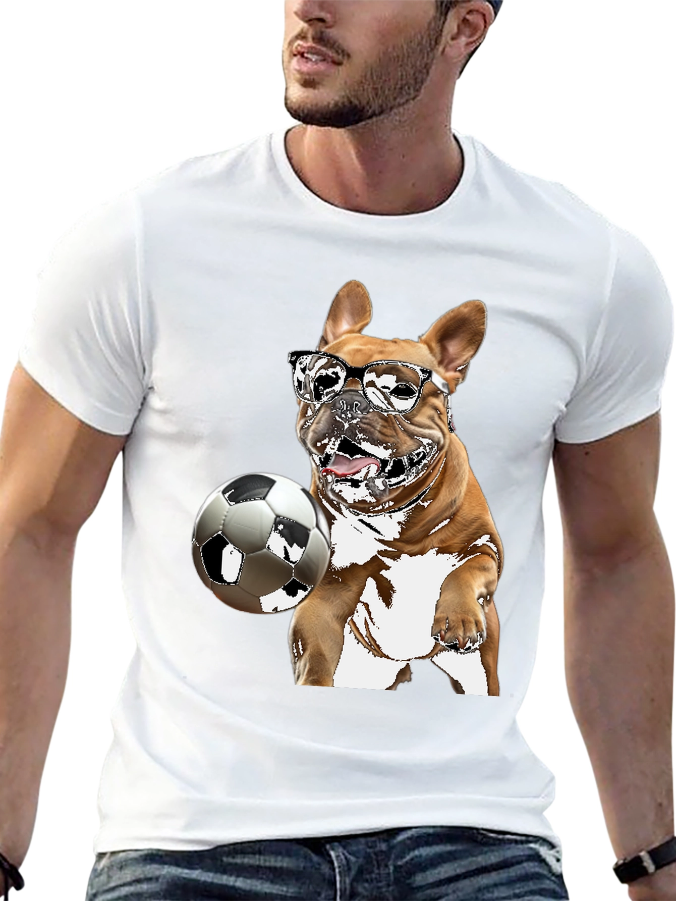 Dog Soccer T-Shirt - Black Graphic Tee