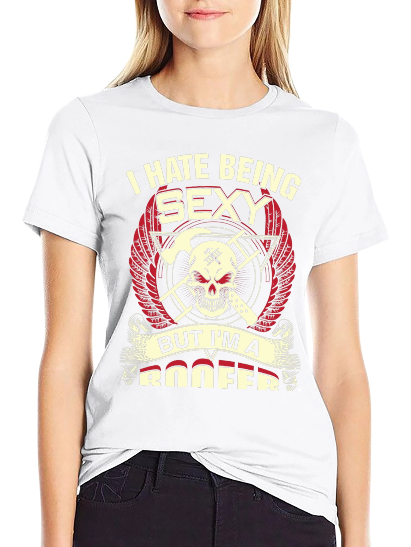 I Hate Being Sexy Roofer Skull Graphic T-Shirt