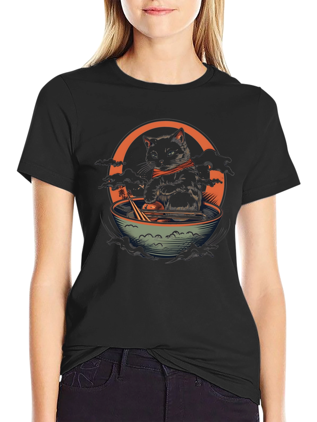 Cat Ramen Bowl Graphic Tee - Unique Design