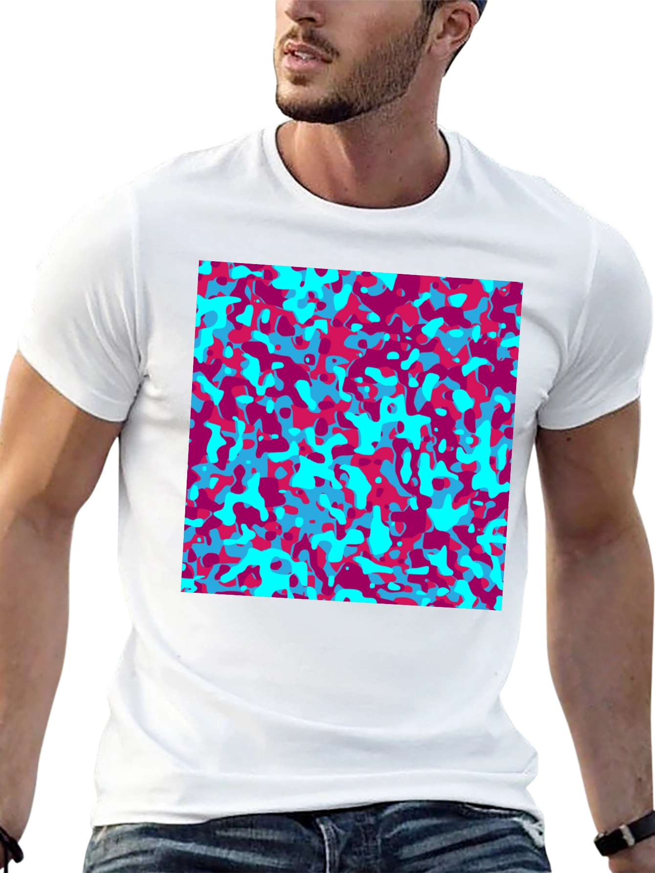 Abstract Camo Print T-Shirt - Stylish Graphic Tee