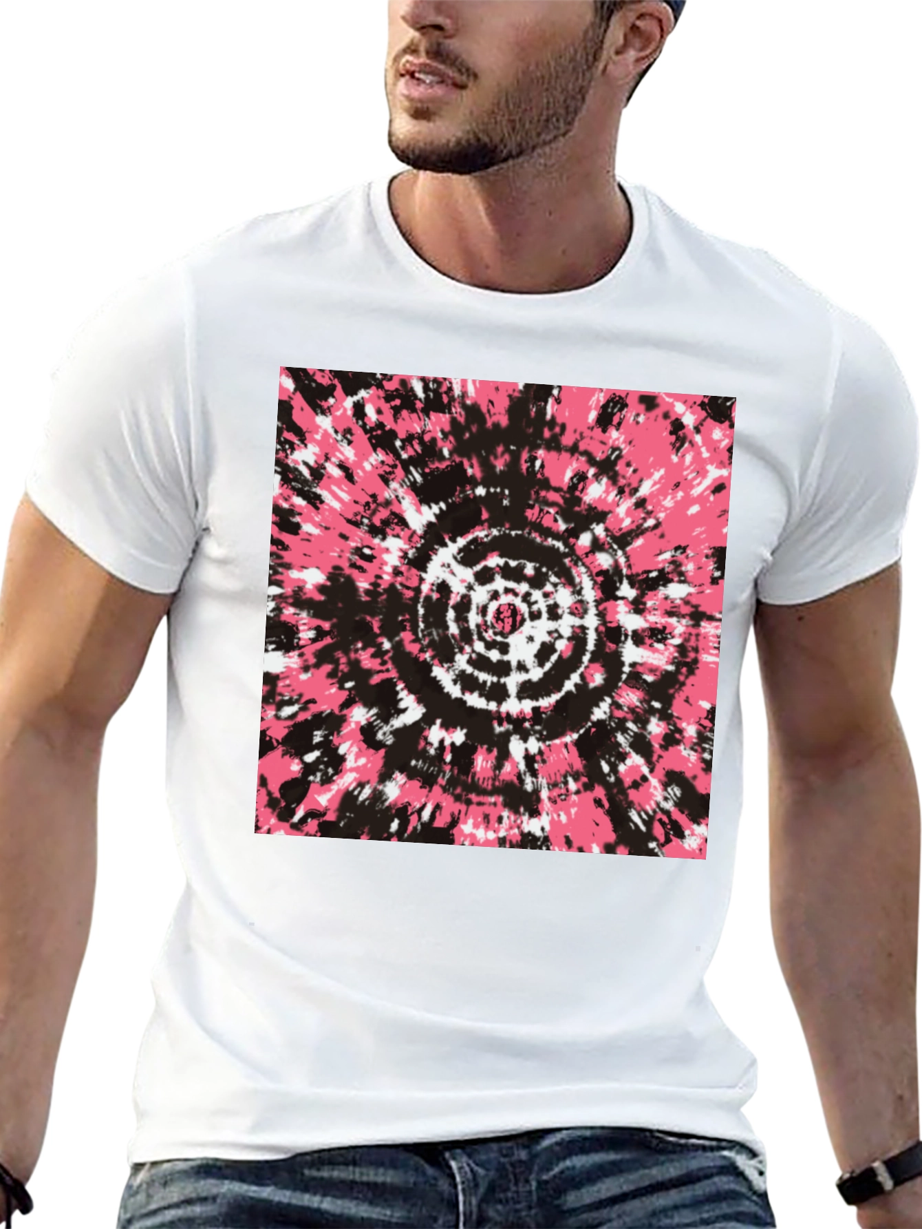 Retro Tie-Dye Graphic Tee - Black