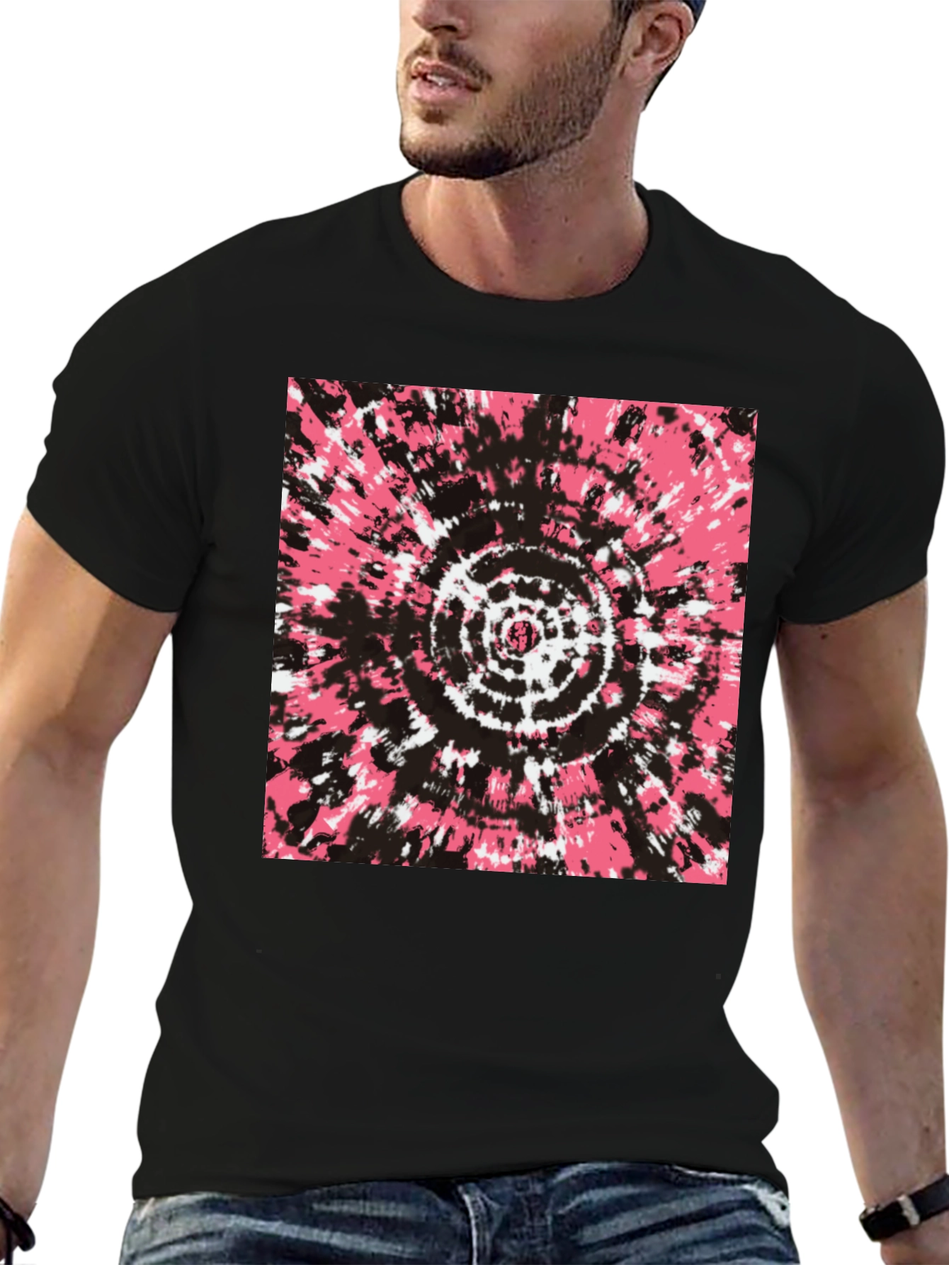 Retro Tie-Dye Graphic Tee - Black