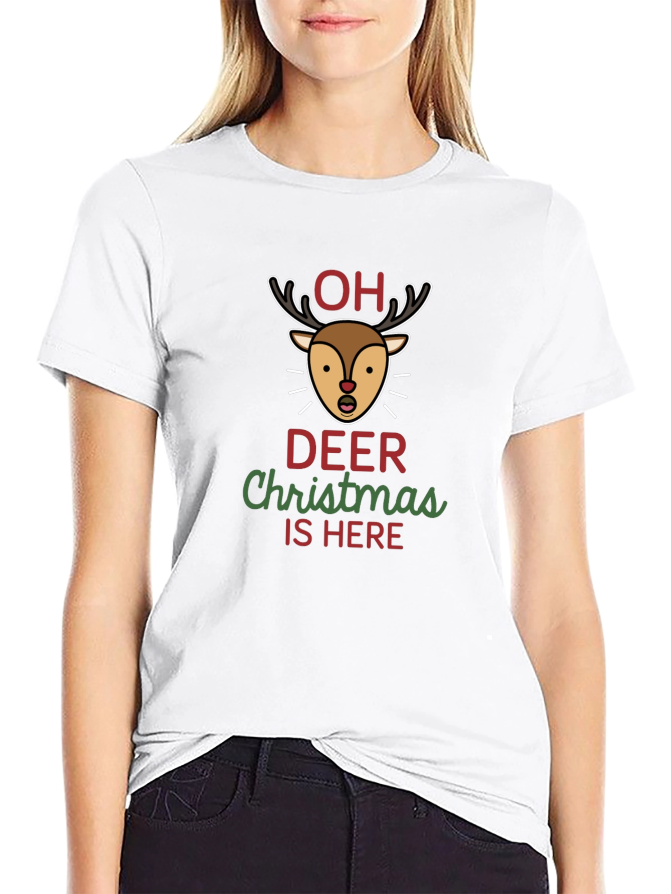 Funny Oh Deer Christmas is Here Graphic T-Shirt