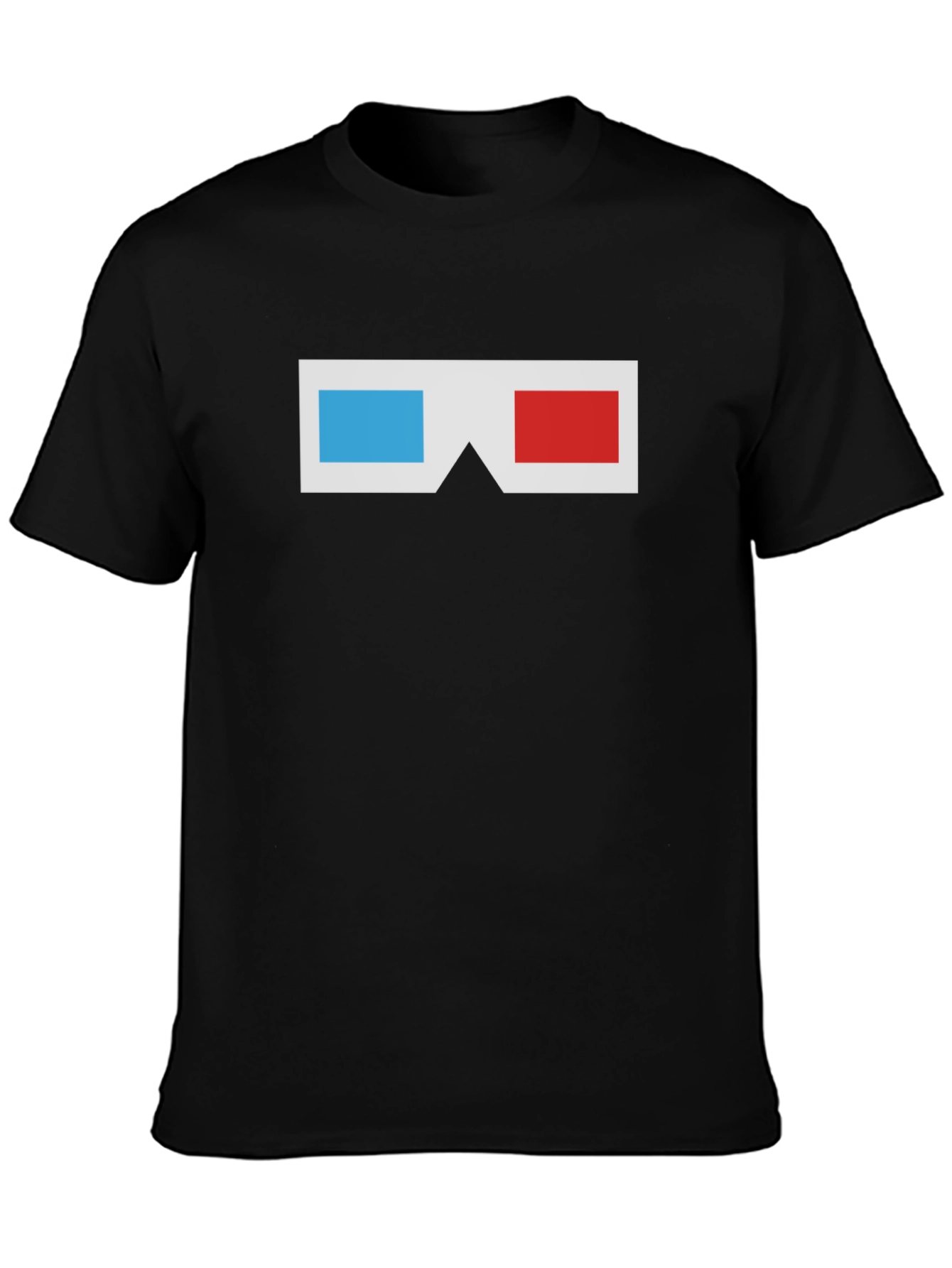 Retro 3D Glasses Graphic Tee - Black