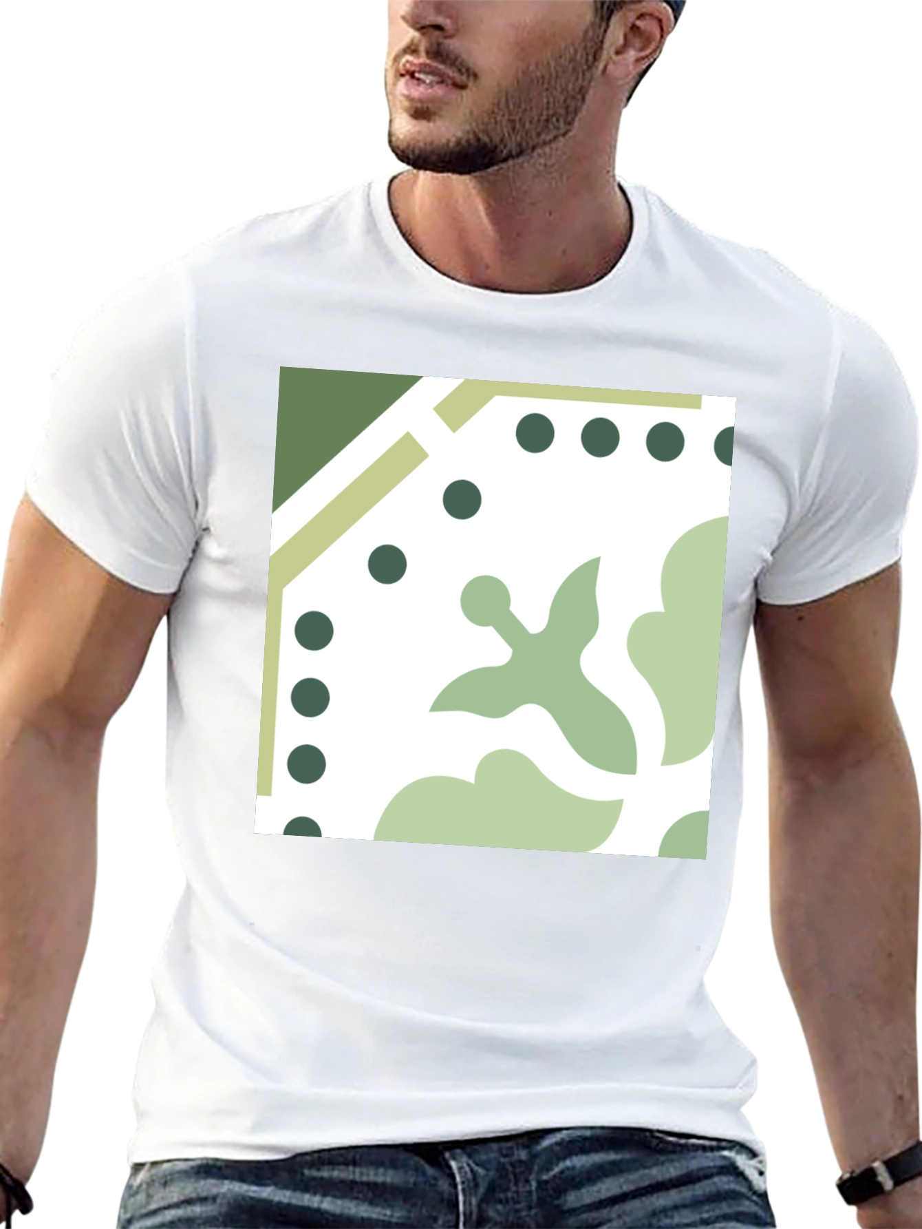 Stylish Black Tee with Geometric Tile Print