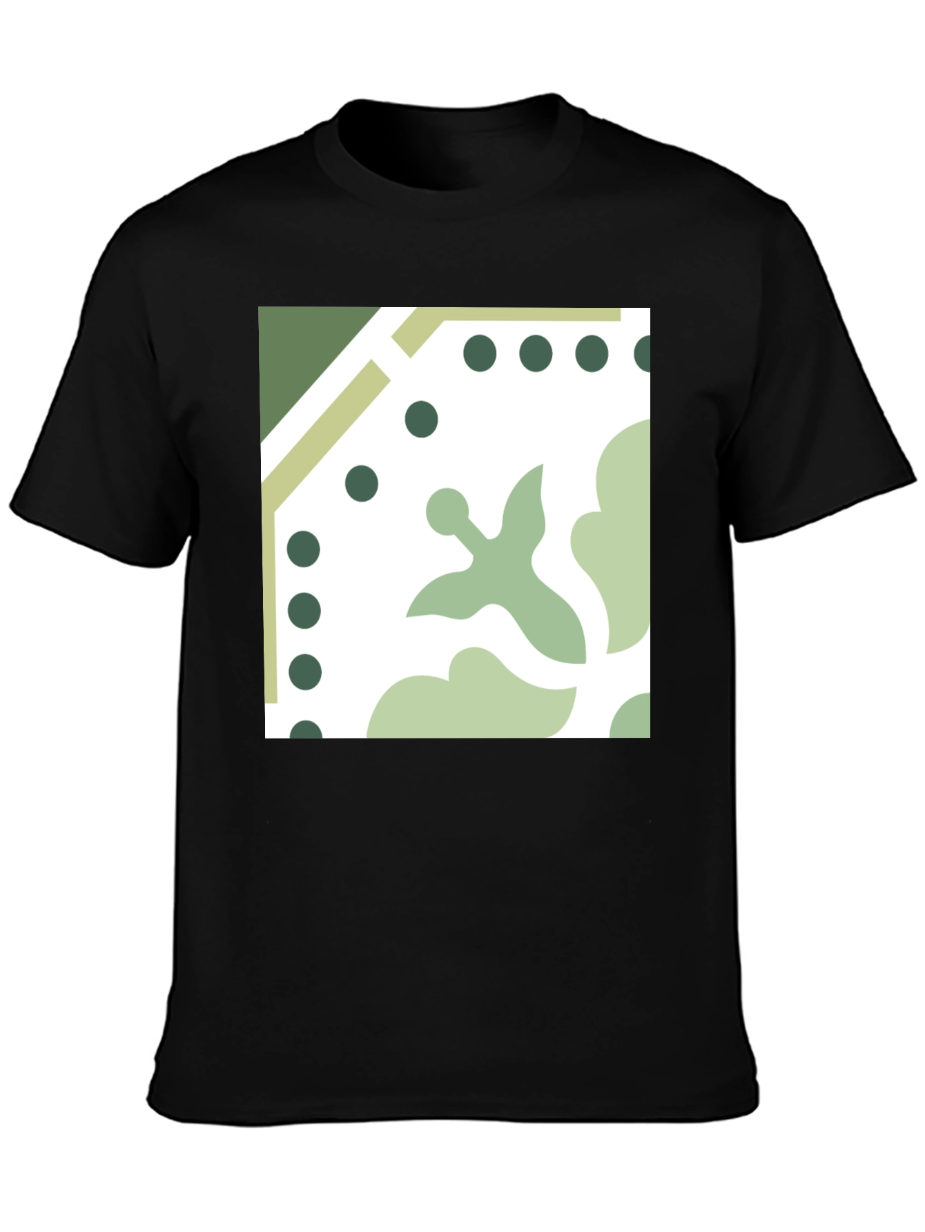 Stylish Black Tee with Geometric Tile Print