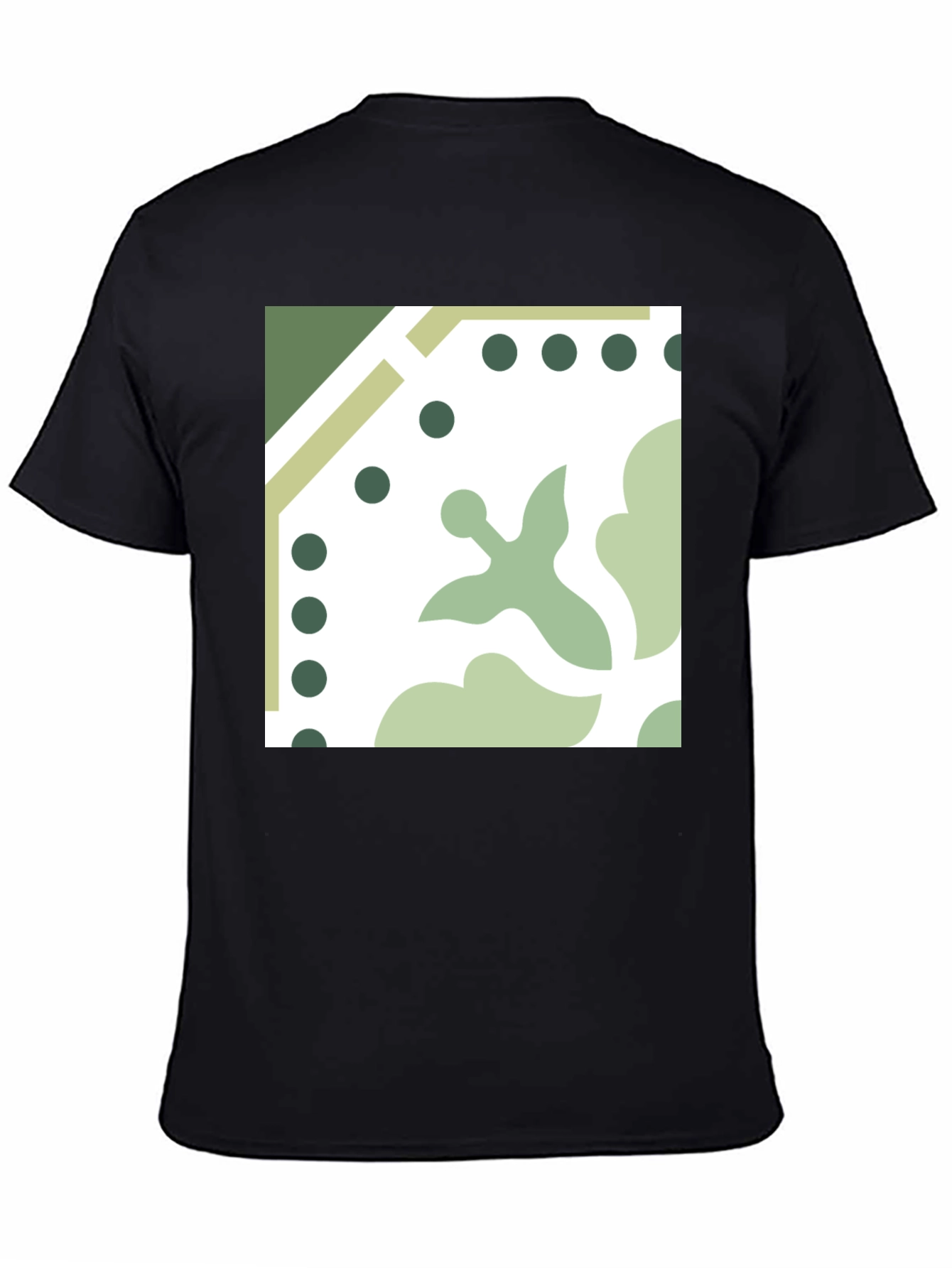 Stylish Black Tee with Geometric Tile Print
