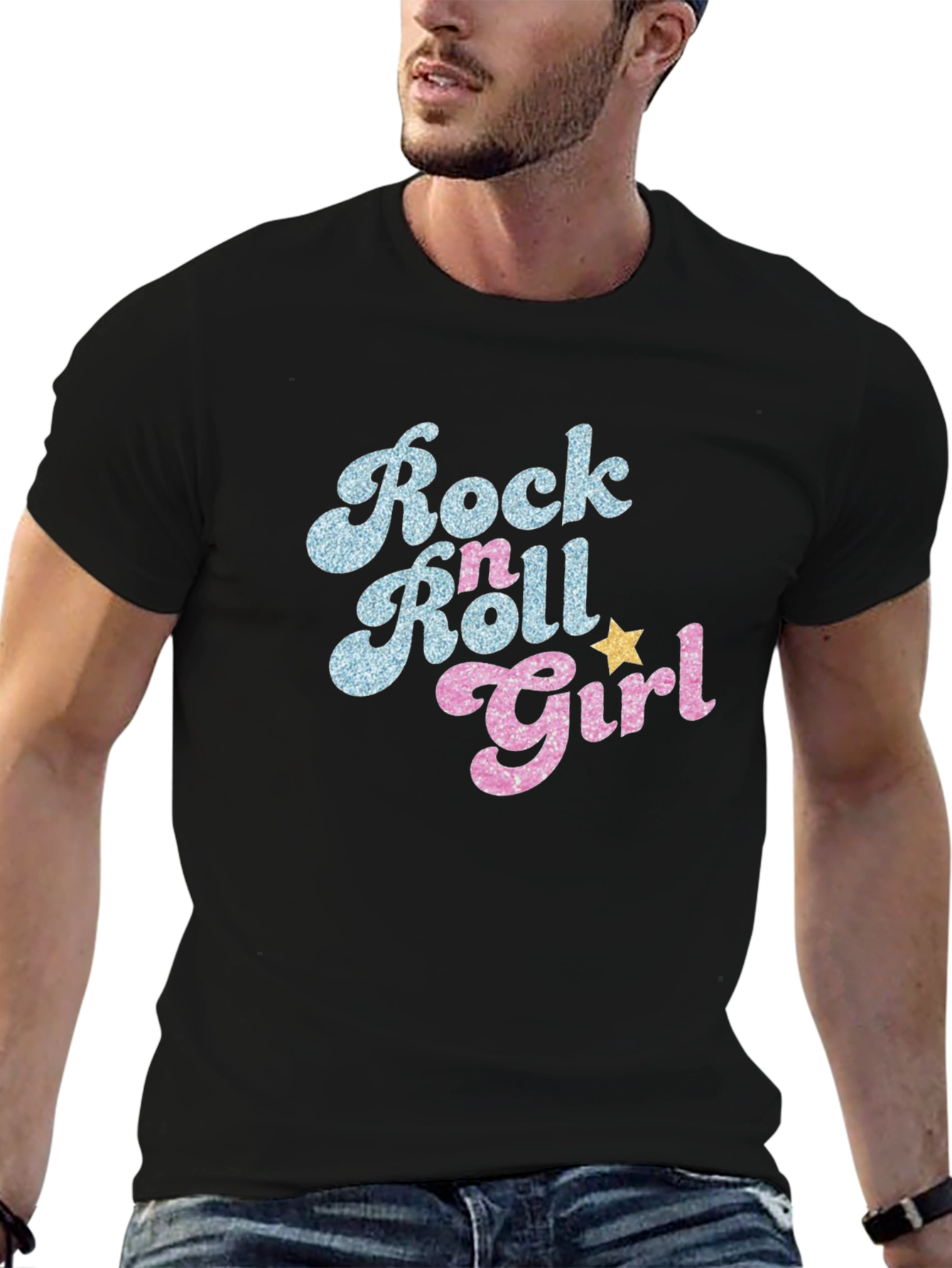 Rock n Roll Girl Black T-Shirt - Retro Style