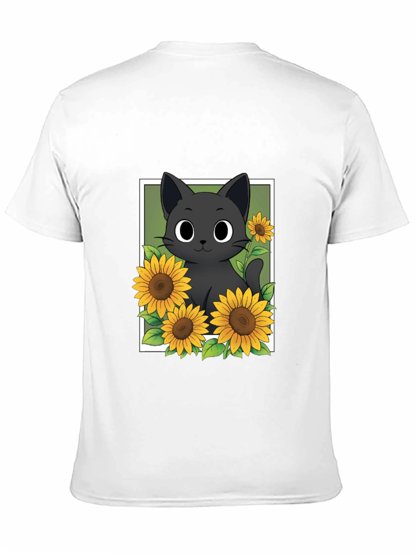 Black Cat Sunflower Graphic T-Shirt