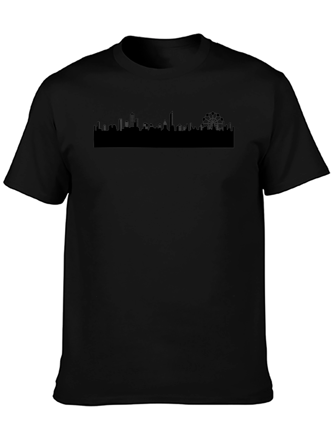 Cityscape Silhouette Tee - Modern Black Graphic T-Shirt