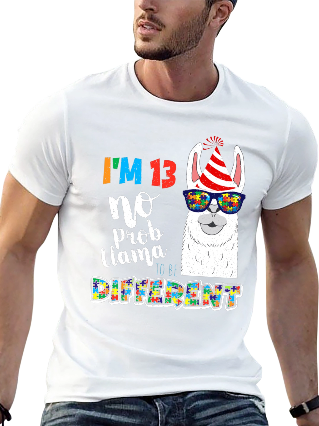 Im 13 No Prob Llama Autism Awareness T-Shirt