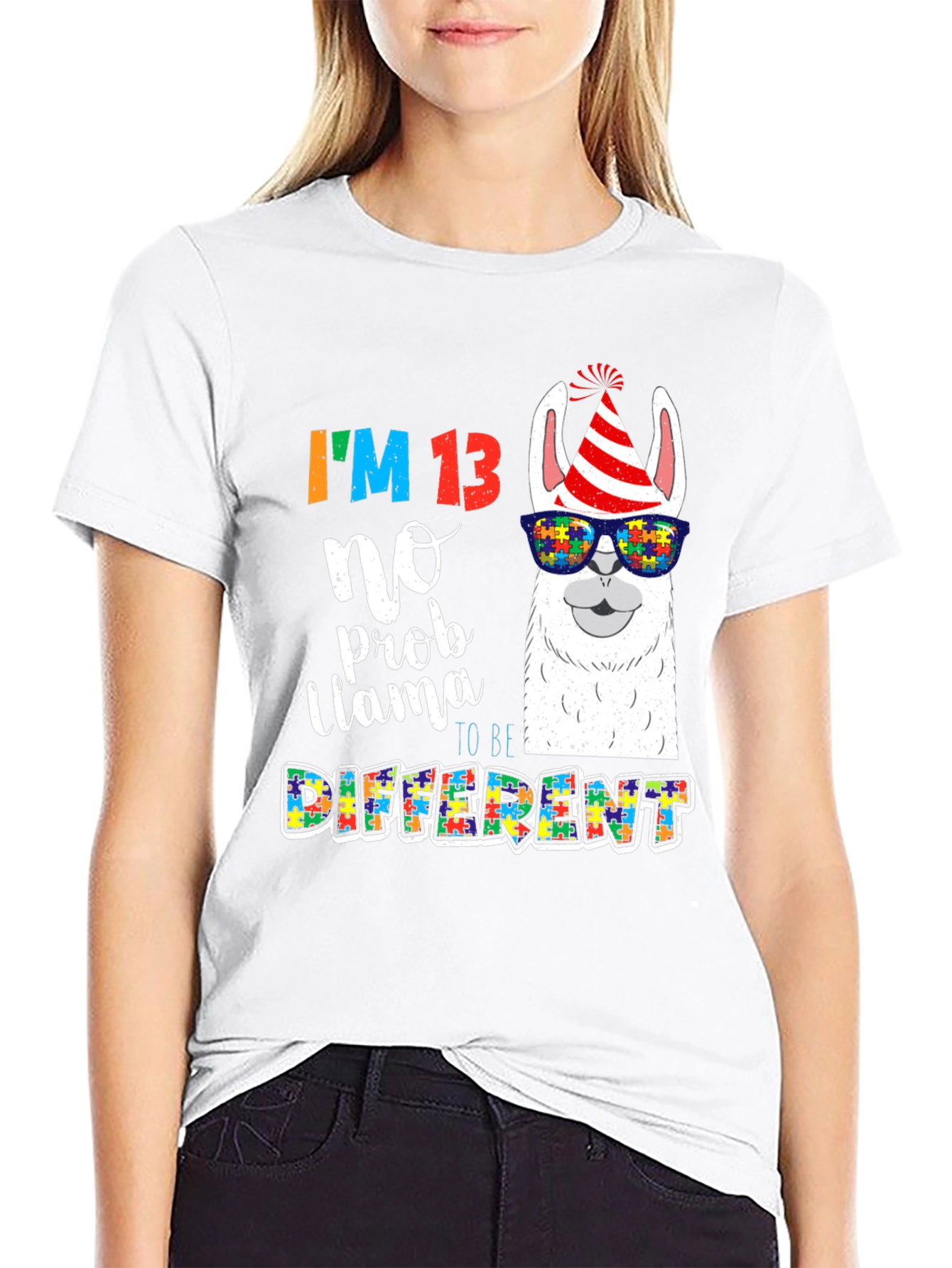 Im 13 No Prob Llama Autism Awareness T-Shirt