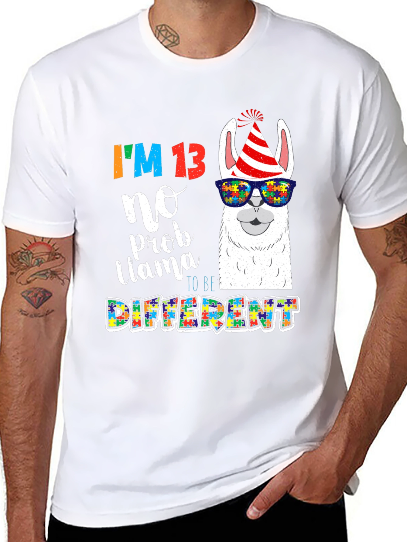 Im 13 No Prob Llama Autism Awareness T-Shirt