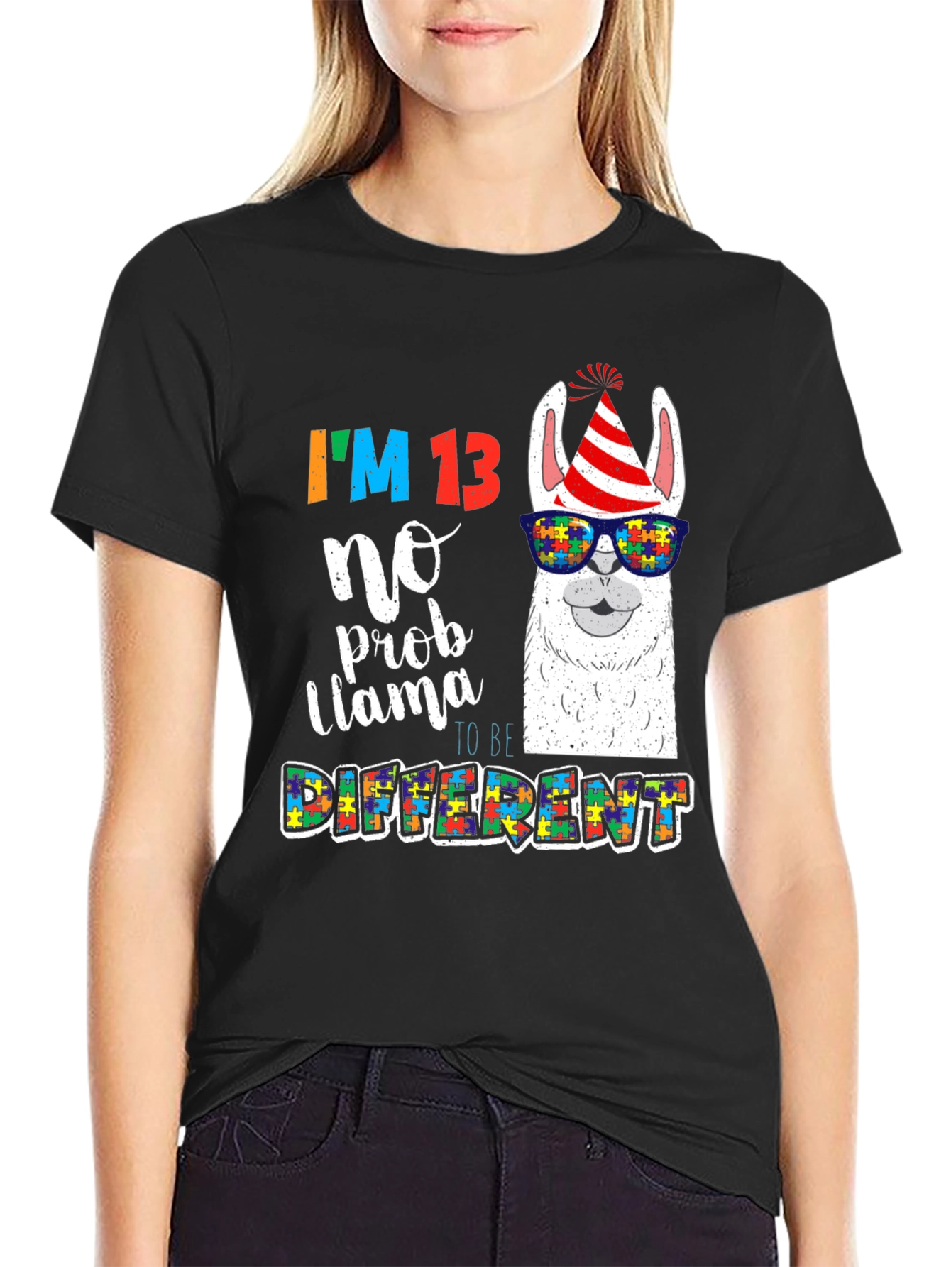 Im 13 No Prob Llama Autism Awareness T-Shirt