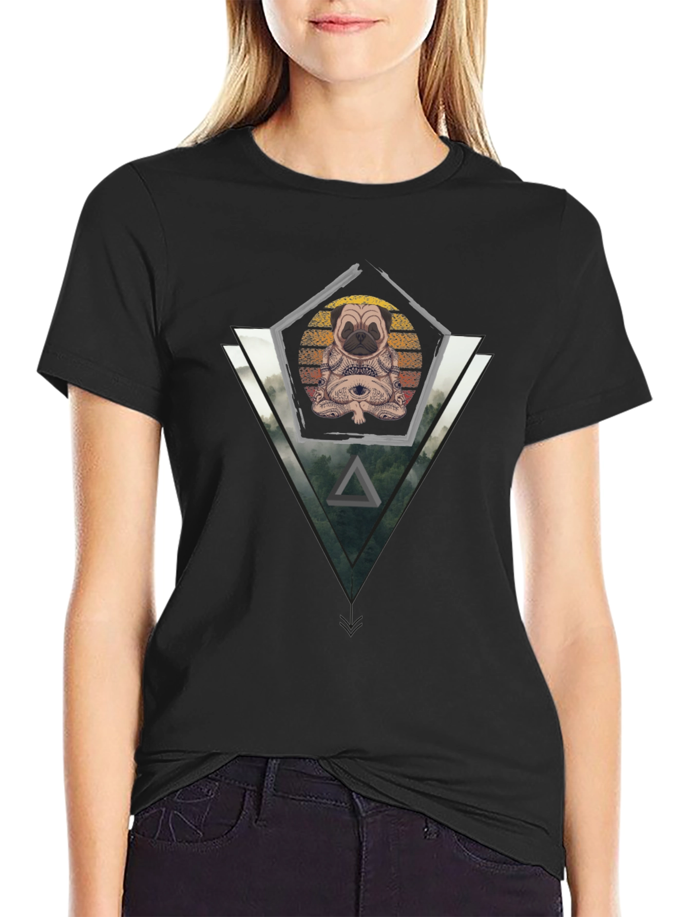 Zen Pug Graphic Tee - Meditating Dog T-Shirt