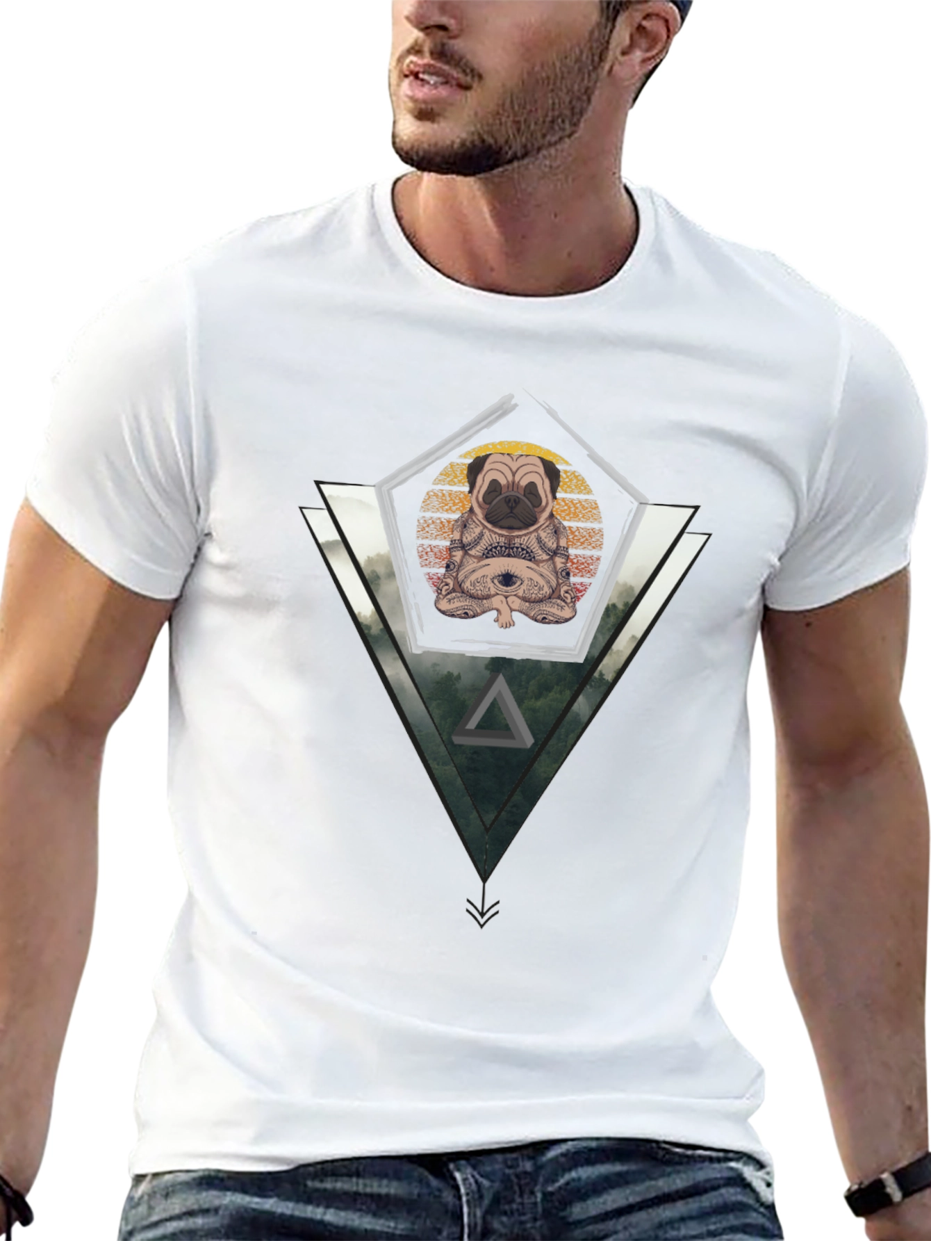 Zen Pug Graphic Tee - Meditating Dog T-Shirt