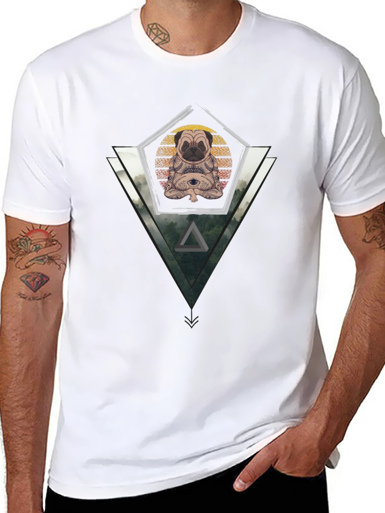 Zen Pug Graphic Tee - Meditating Dog T-Shirt