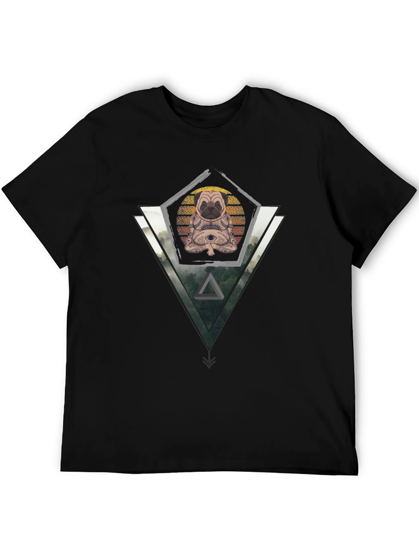 Zen Pug Graphic Tee - Meditating Dog T-Shirt