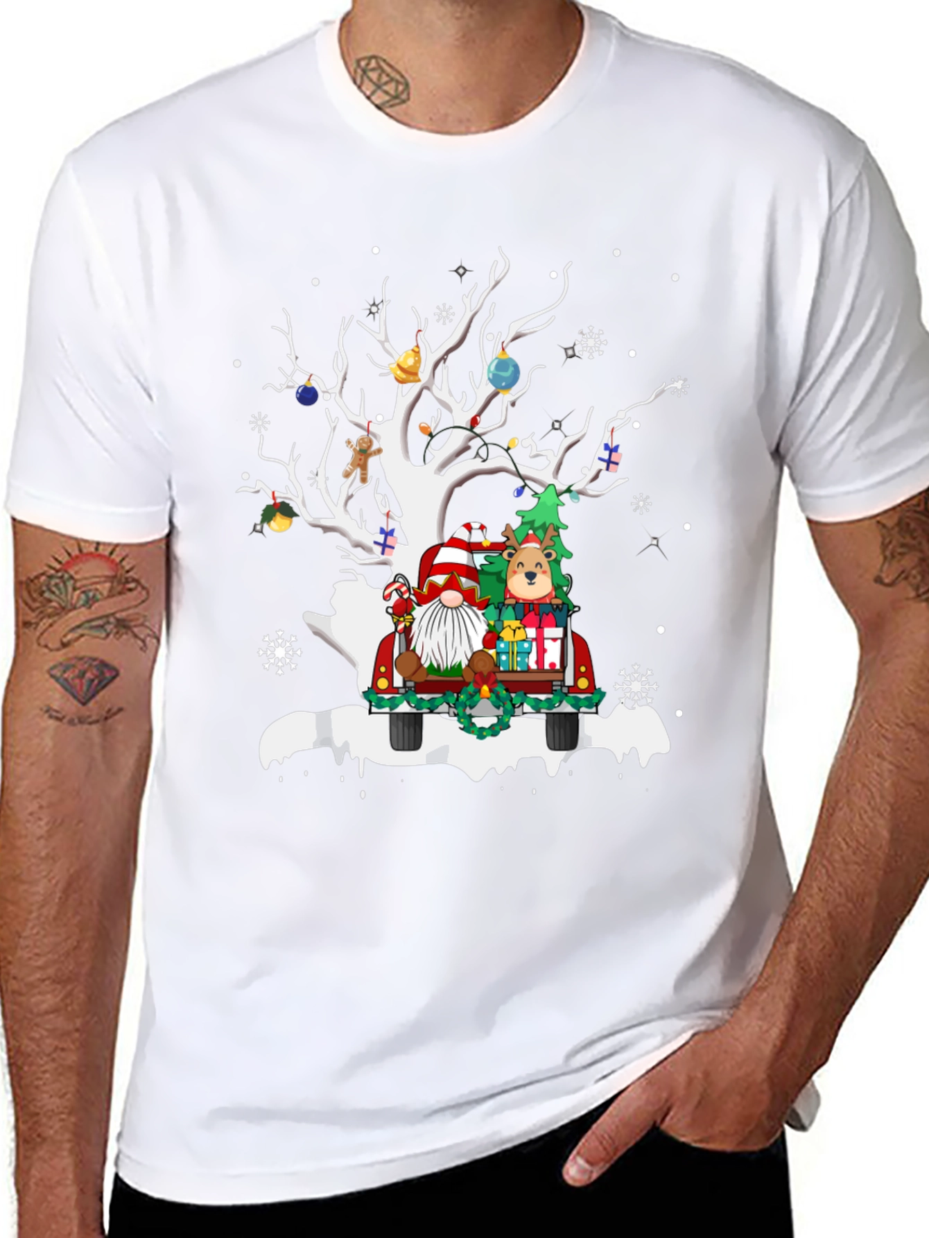 Festive Christmas Tree Truck Graphic Tee