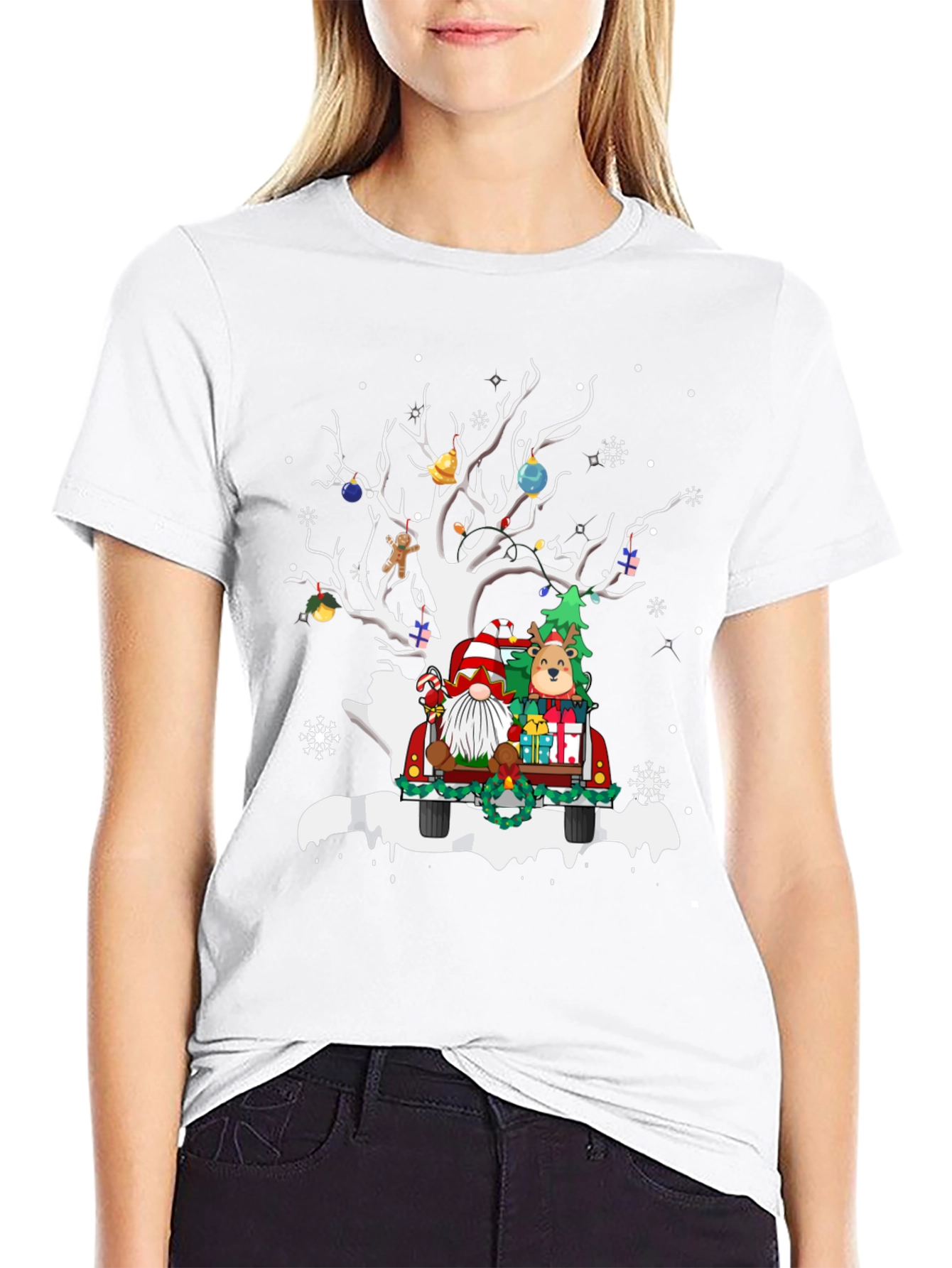 Festive Christmas Tree Truck Graphic Tee