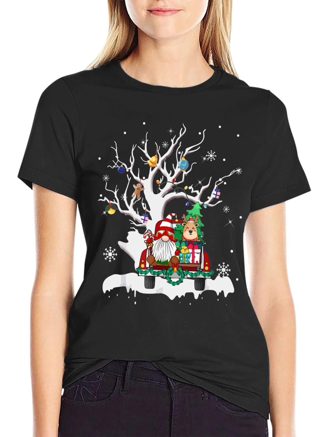 Festive Christmas Tree Truck Graphic Tee