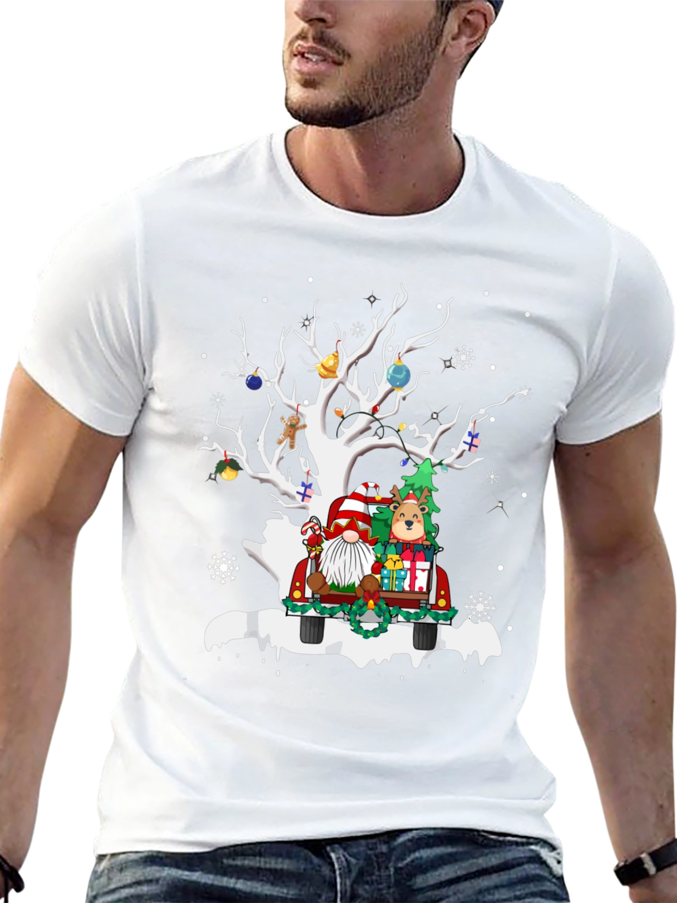 Festive Christmas Tree Truck Graphic Tee