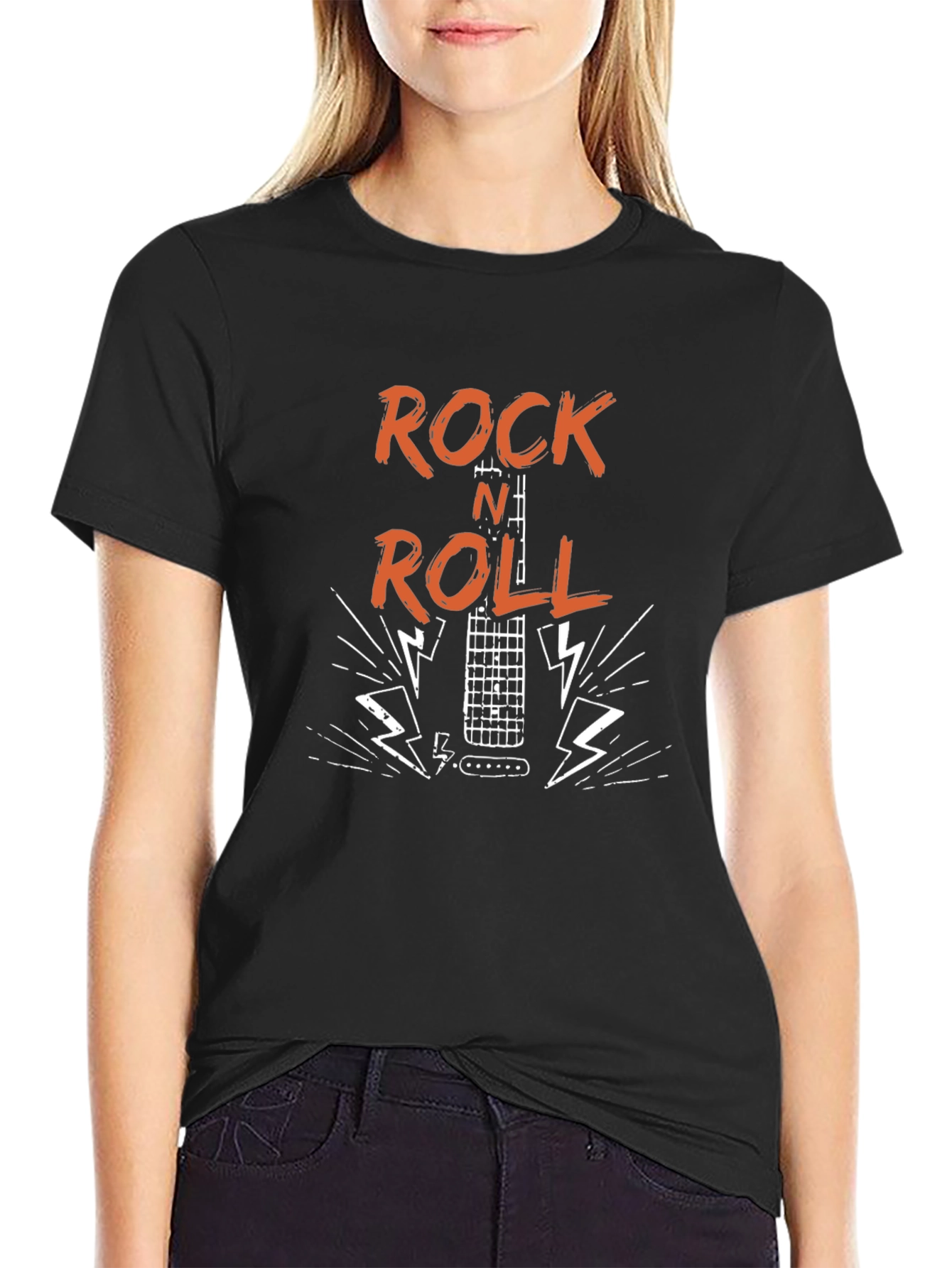 Rock N Roll Guitar Graphic T-Shirt - Black