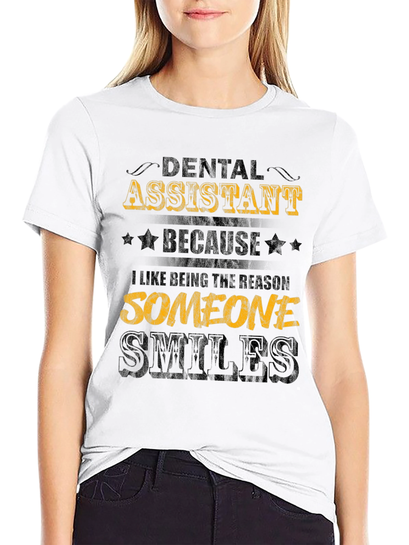 Dental Assistant Smiles Black Graphic Tee