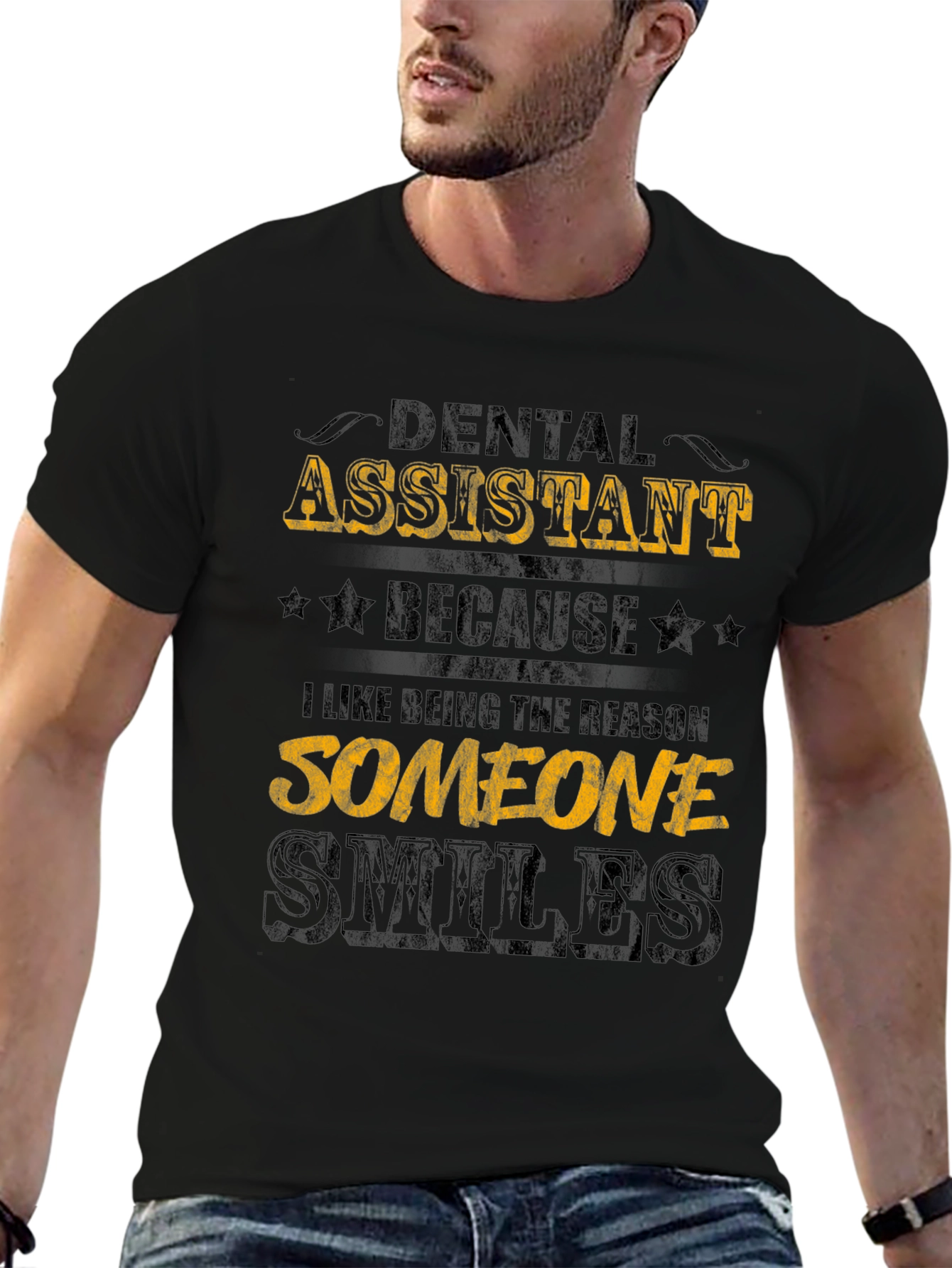 Dental Assistant Smiles Black Graphic Tee