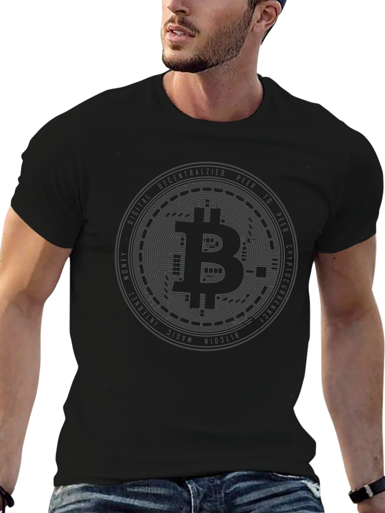 Bitcoin Circuit Graphic T-Shirt - Black