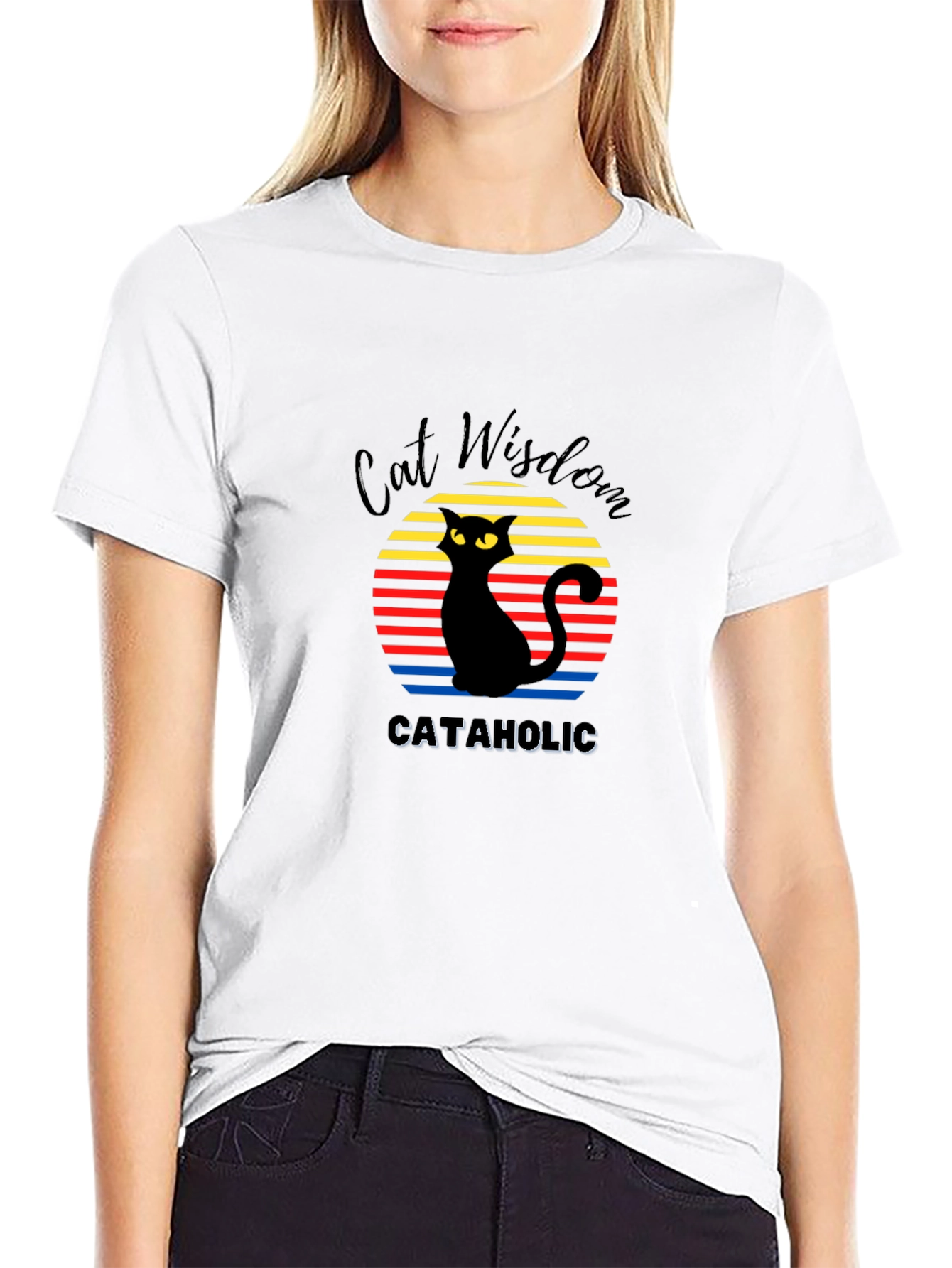 Cat Wisdom Graphic Tee - Retro Cataholic T-Shirt