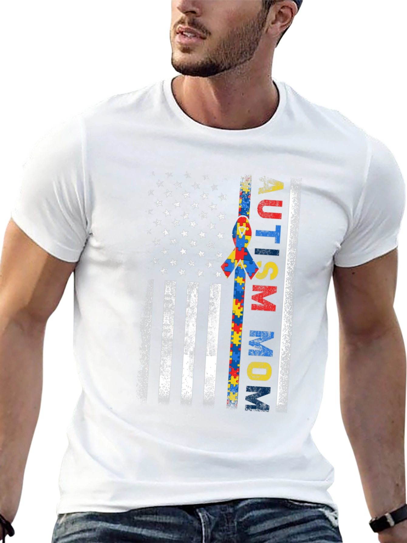 Autism Mom US Flag T-Shirt