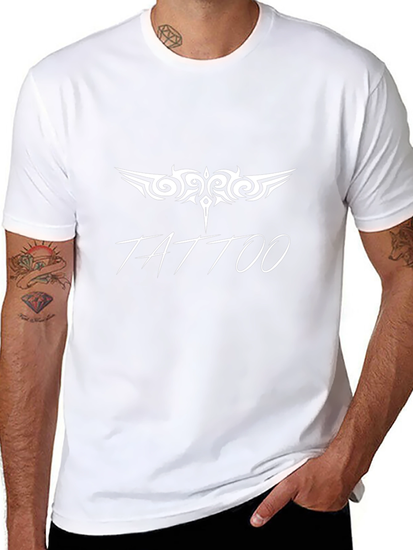 Tattoo Design Black Cotton T-Shirt