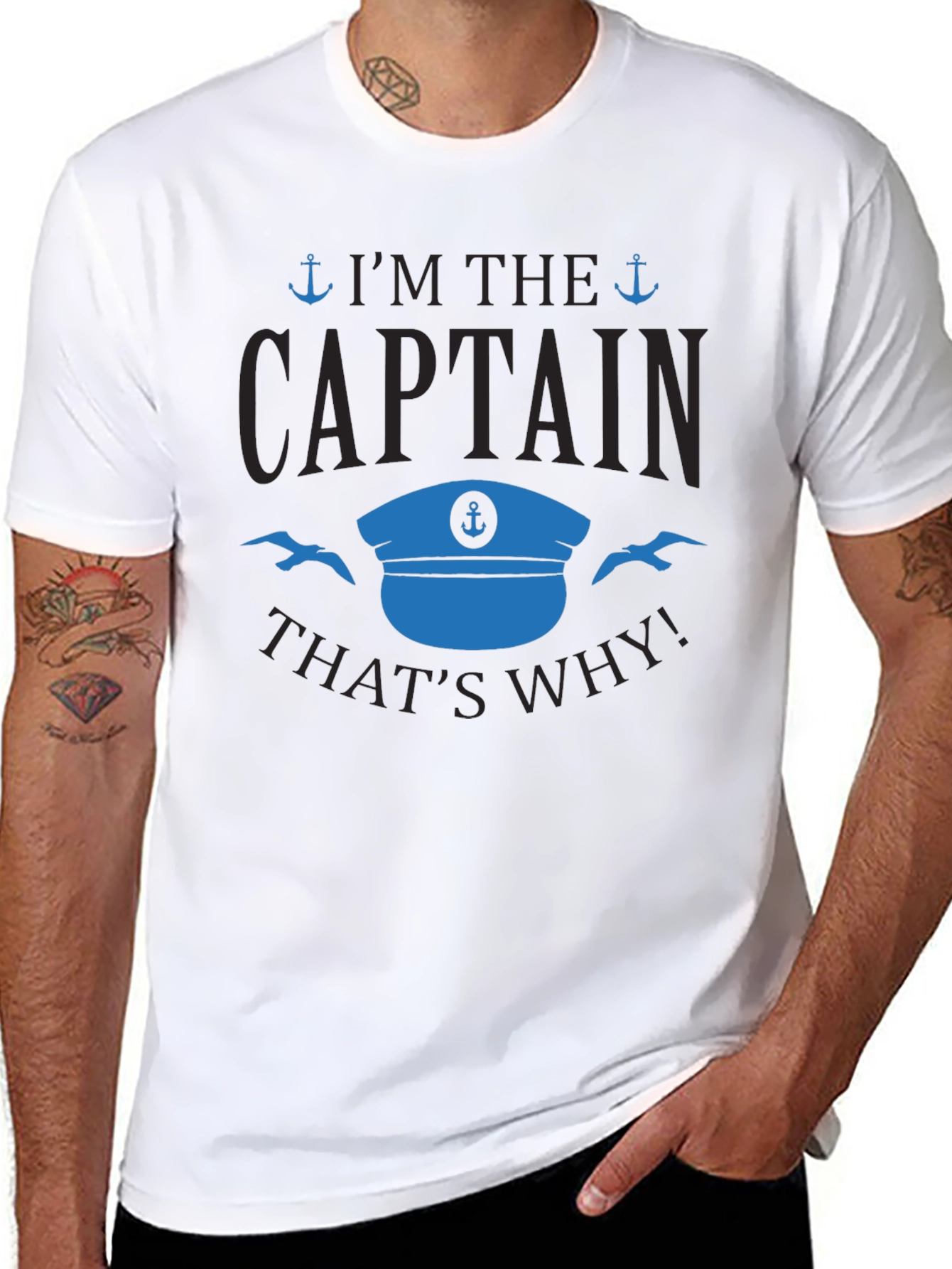 Im the Captain T-Shirt - Black Cotton Blend Tee