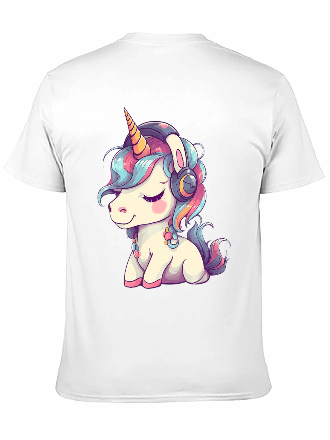 Unicorn Headphones Black T-Shirt