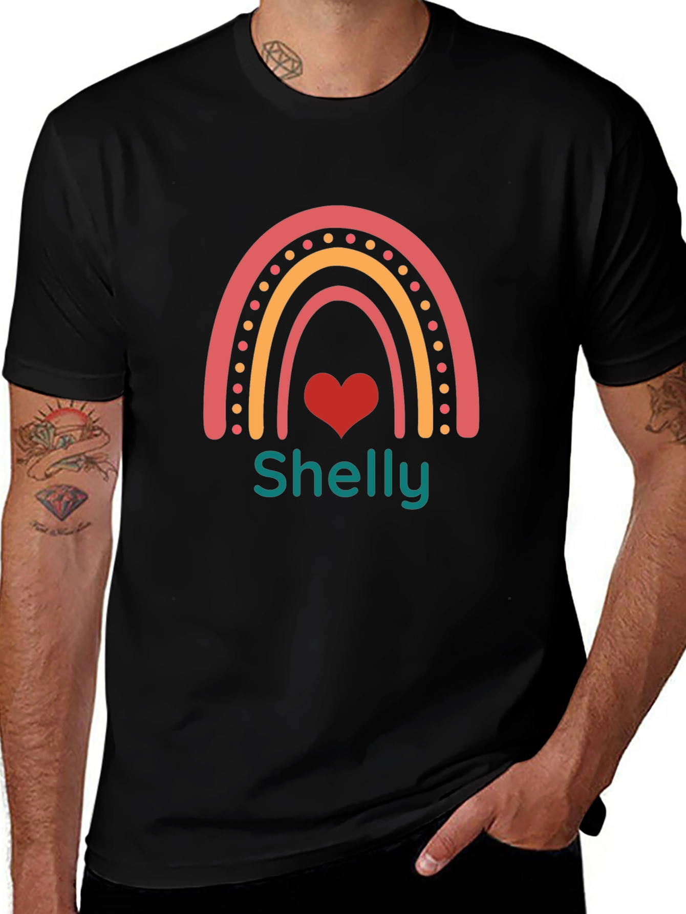 Shelly Rainbow Heart Personalized T-Shirt