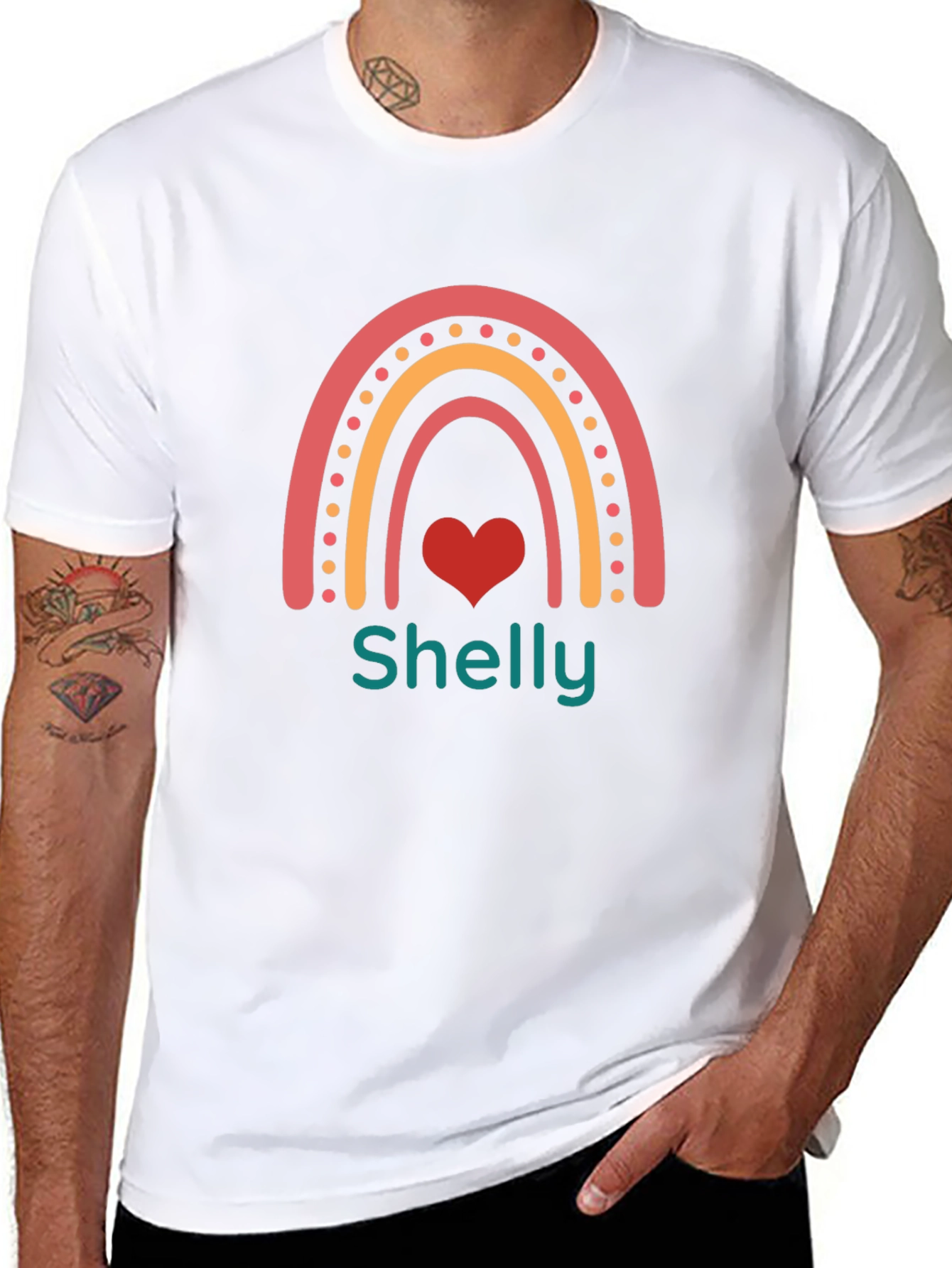 Shelly Rainbow Heart Personalized T-Shirt
