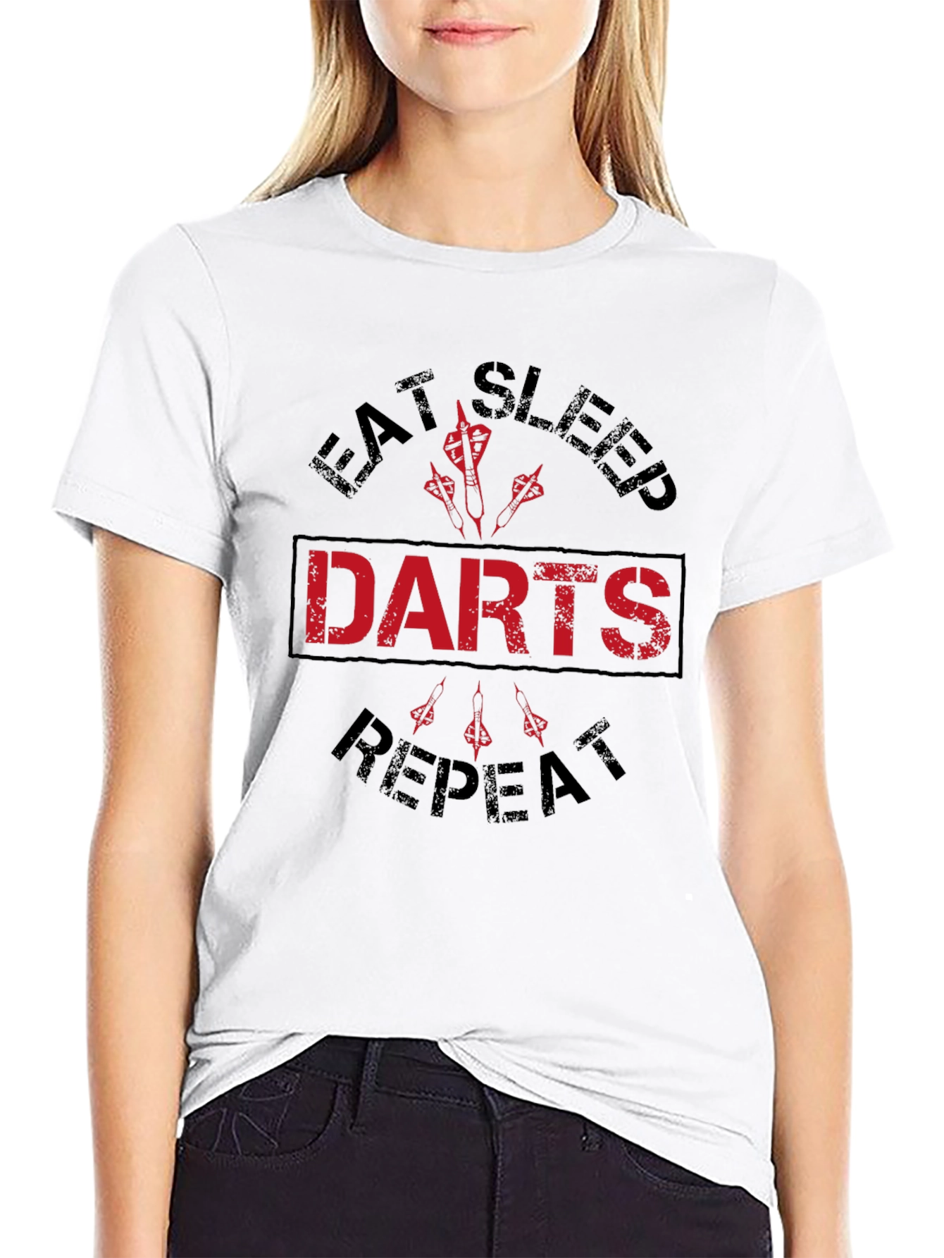 Eat Sleep Darts Repeat Black Graphic Tee