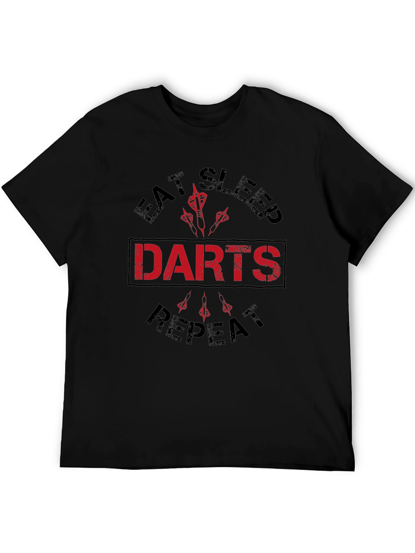 Eat Sleep Darts Repeat Black Graphic Tee