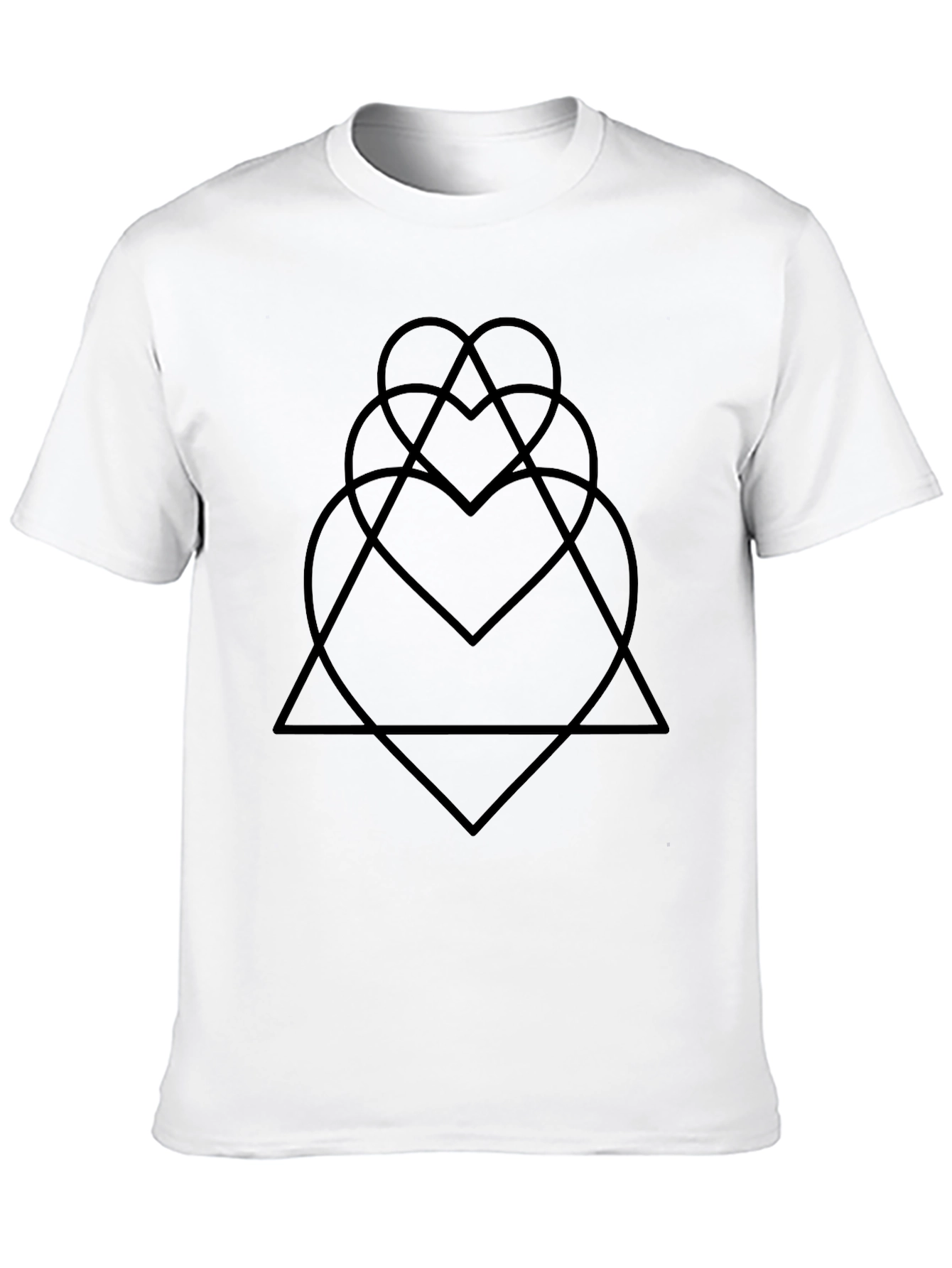 Abstract Geometric Heart Triangle Black Graphic Tee