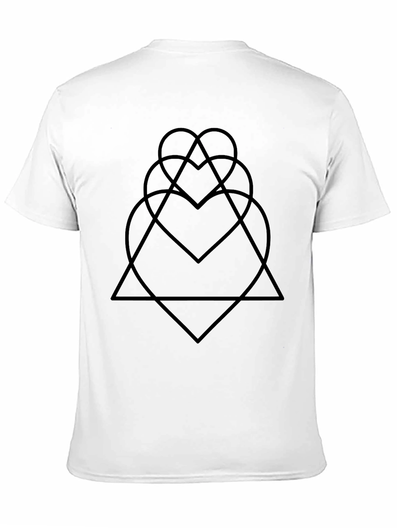Abstract Geometric Heart Triangle Black Graphic Tee