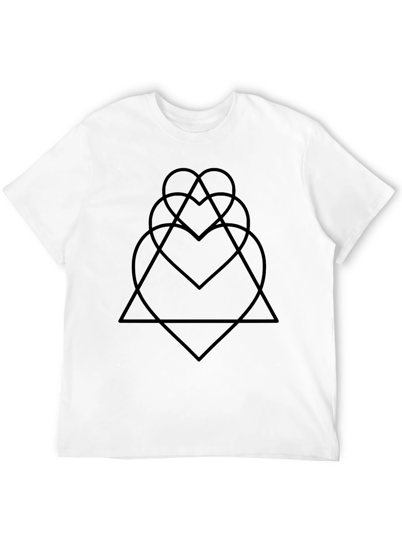 Abstract Geometric Heart Triangle Black Graphic Tee
