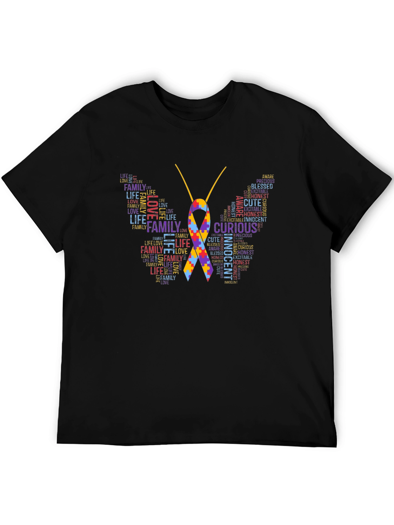 Autism Awareness Butterfly Word Art T-Shirt