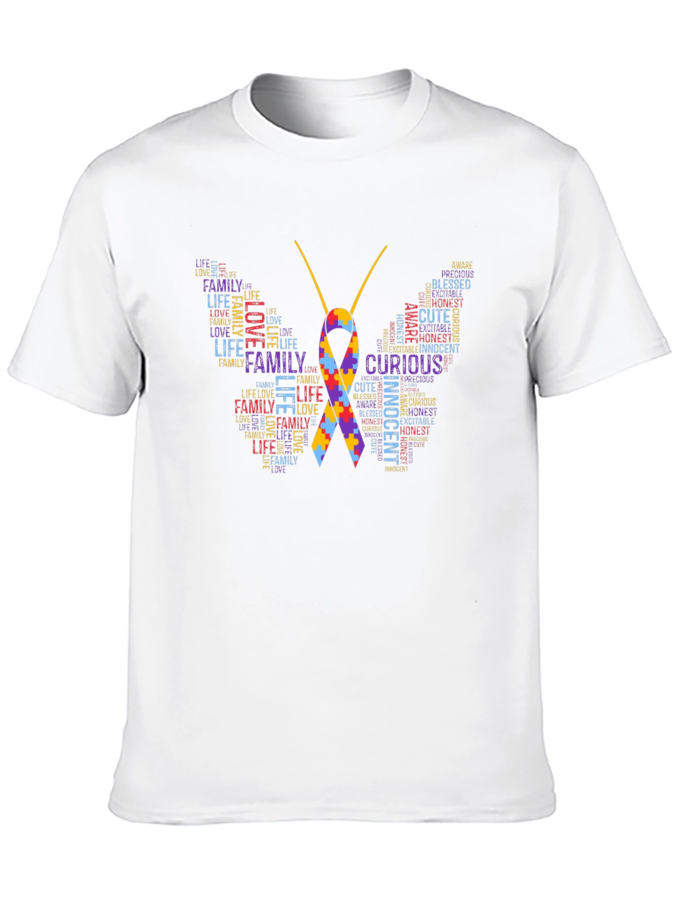 Autism Awareness Butterfly Word Art T-Shirt