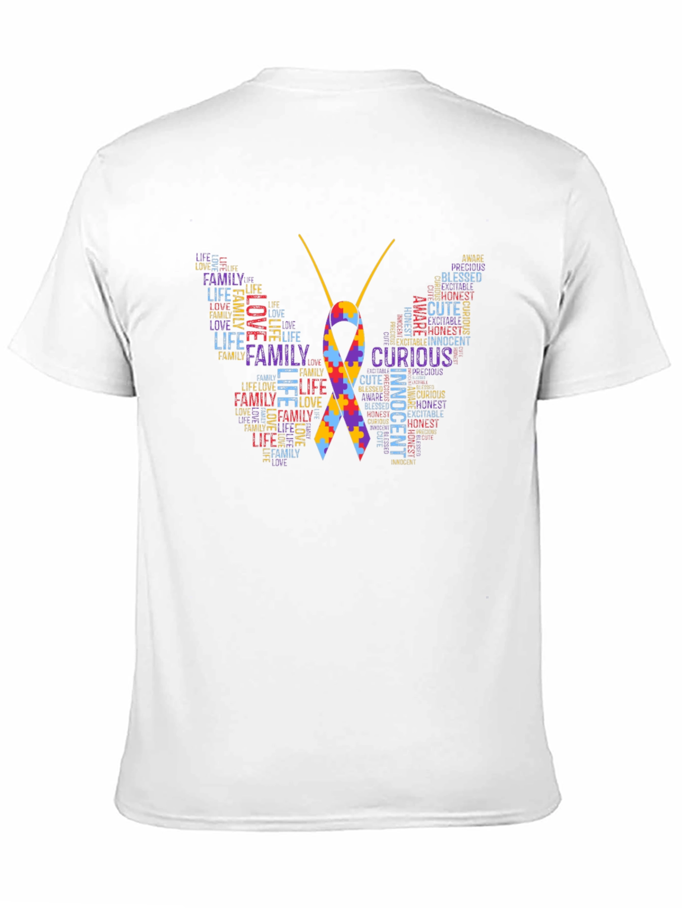 Autism Awareness Butterfly Word Art T-Shirt