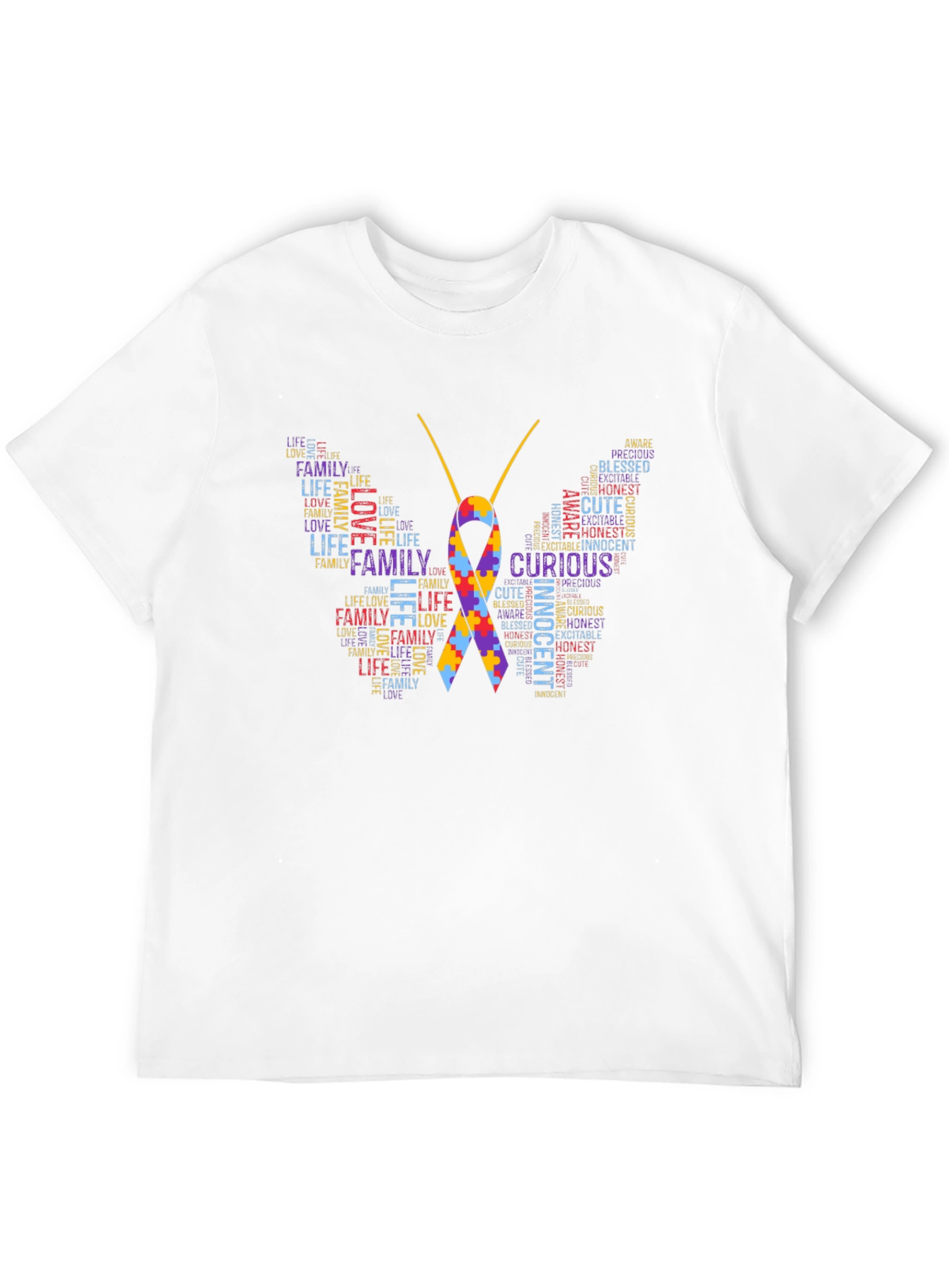 Autism Awareness Butterfly Word Art T-Shirt