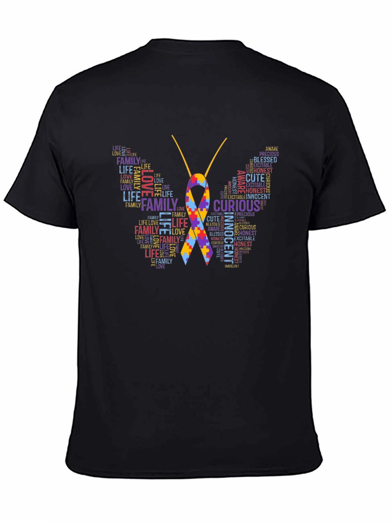 Autism Awareness Butterfly Word Art T-Shirt