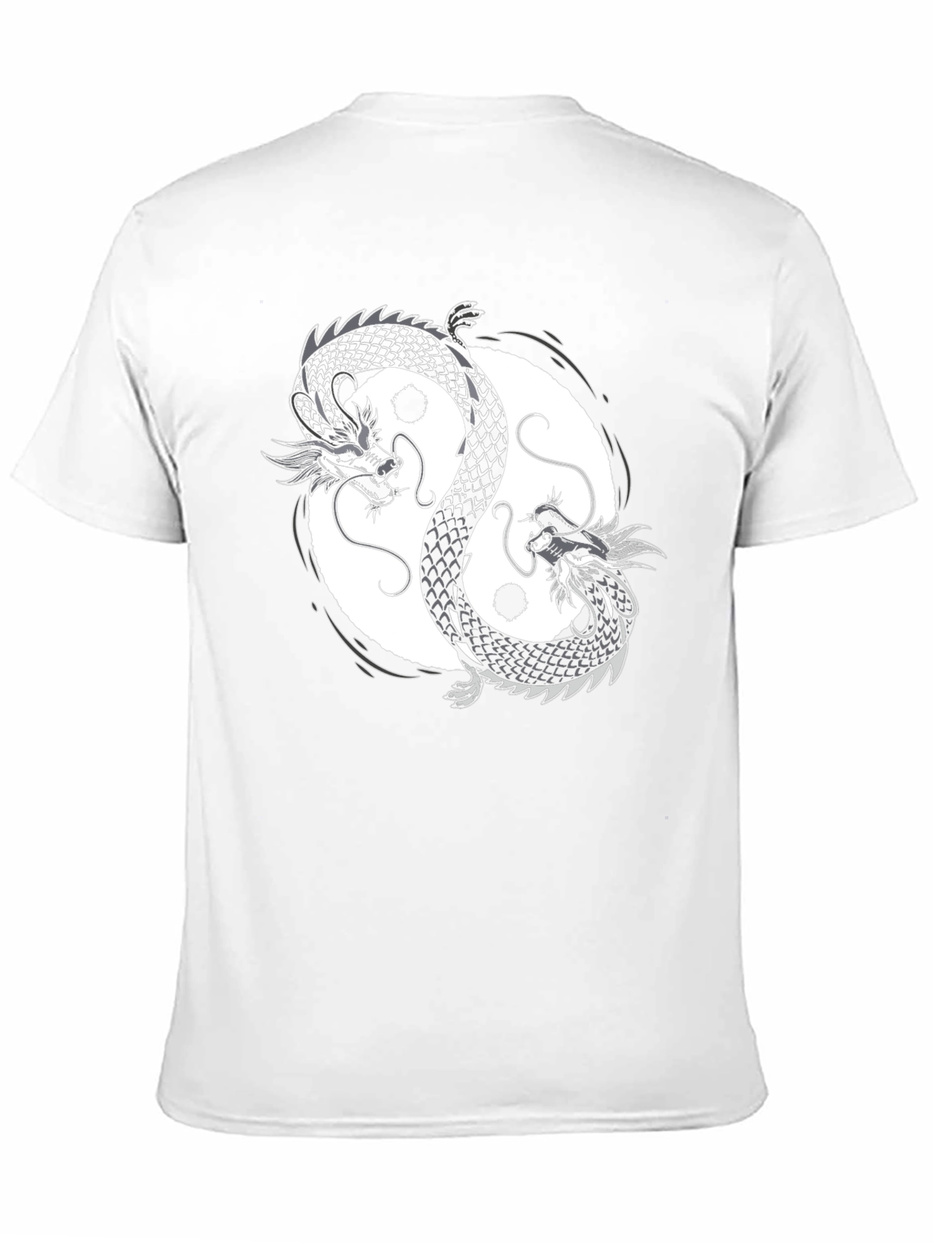 Yin Yang Dragon Graphic Black T-Shirt